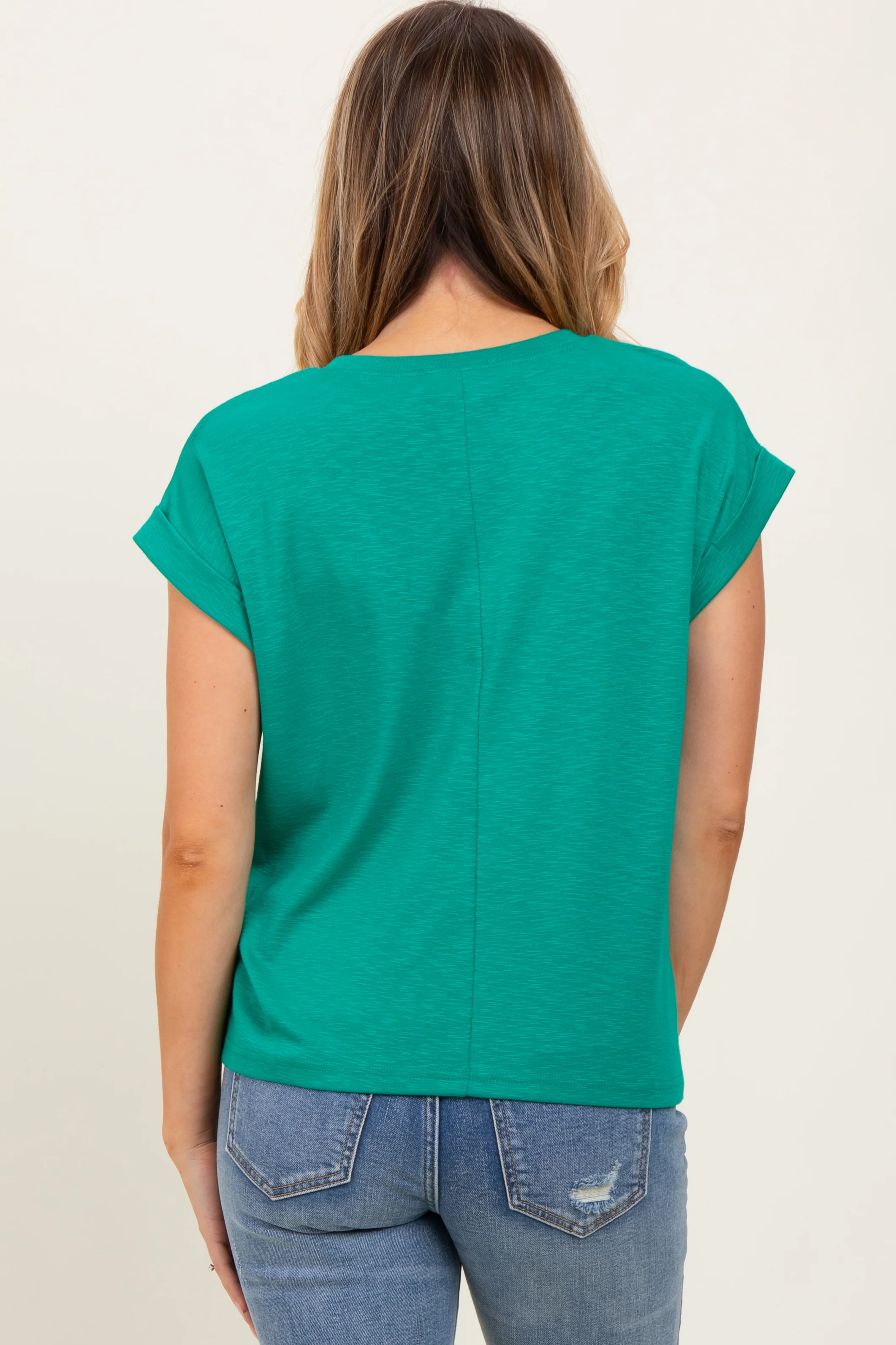 Green Rolled Cuff Short Sleeve Tee - Image 4