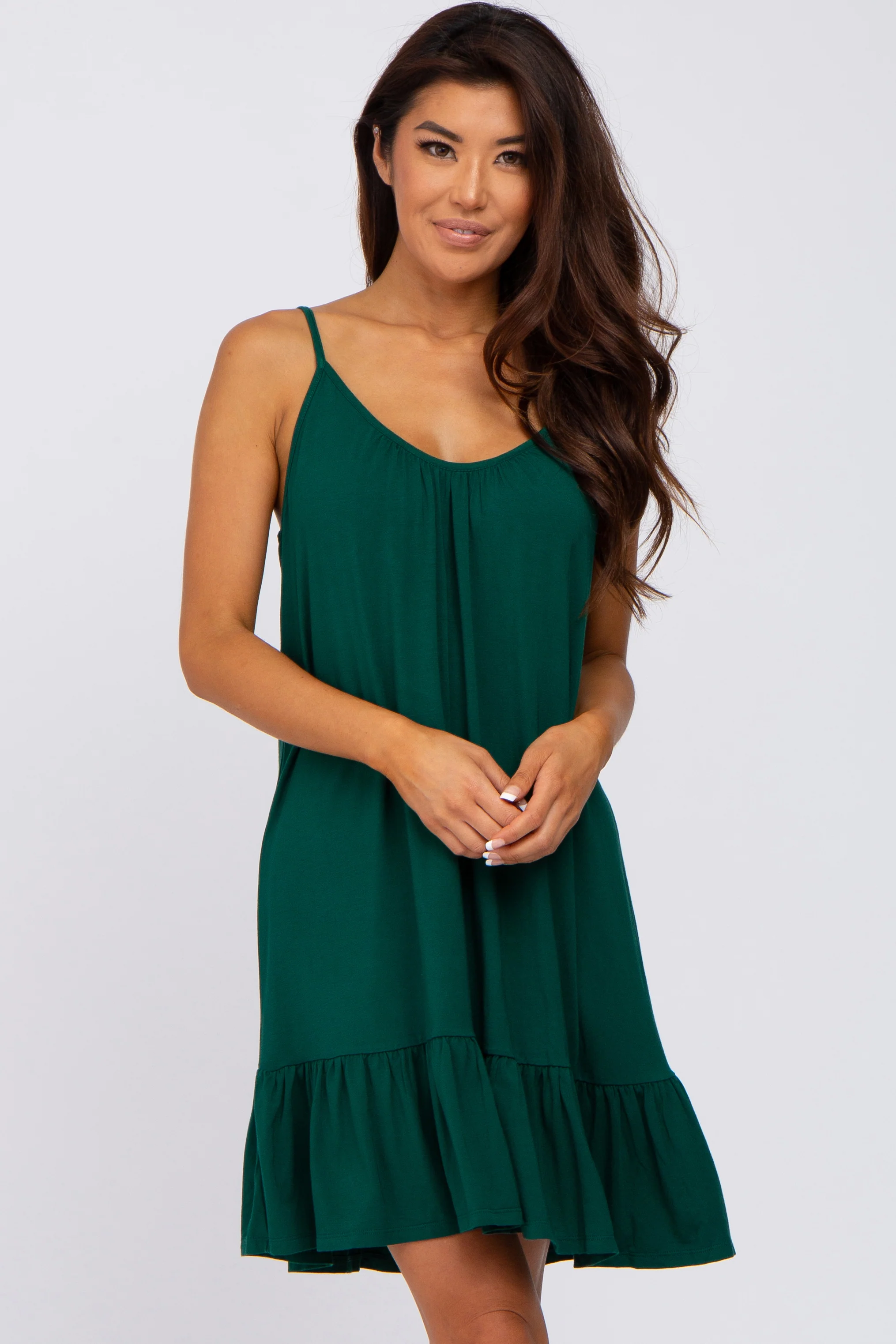 Green Ruffle Hem Maternity Swing Dress - Image 5