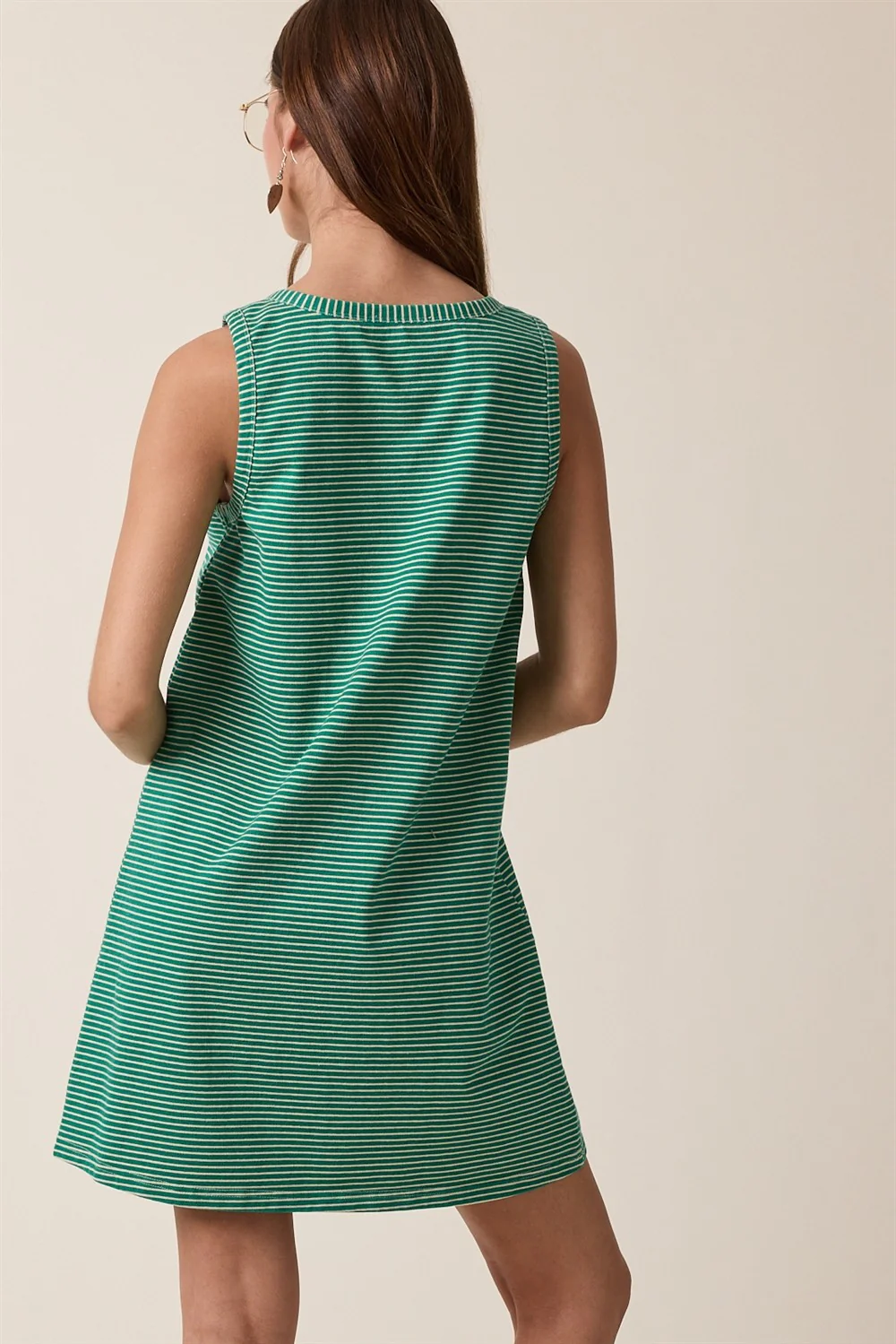 Green Striped Mini Tank Dress - Image 3