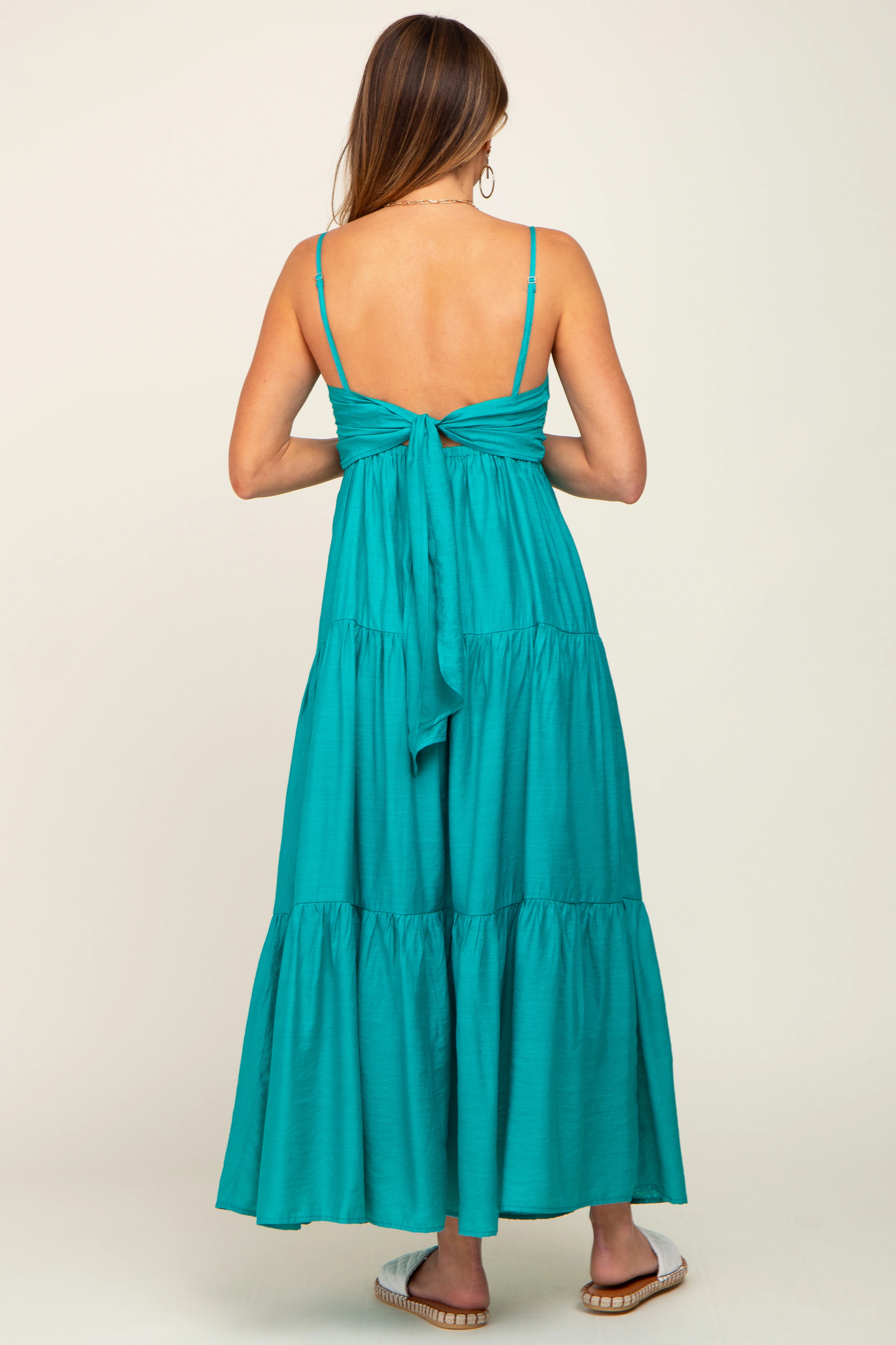 Green Tiered Maxi Dress - Image 3
