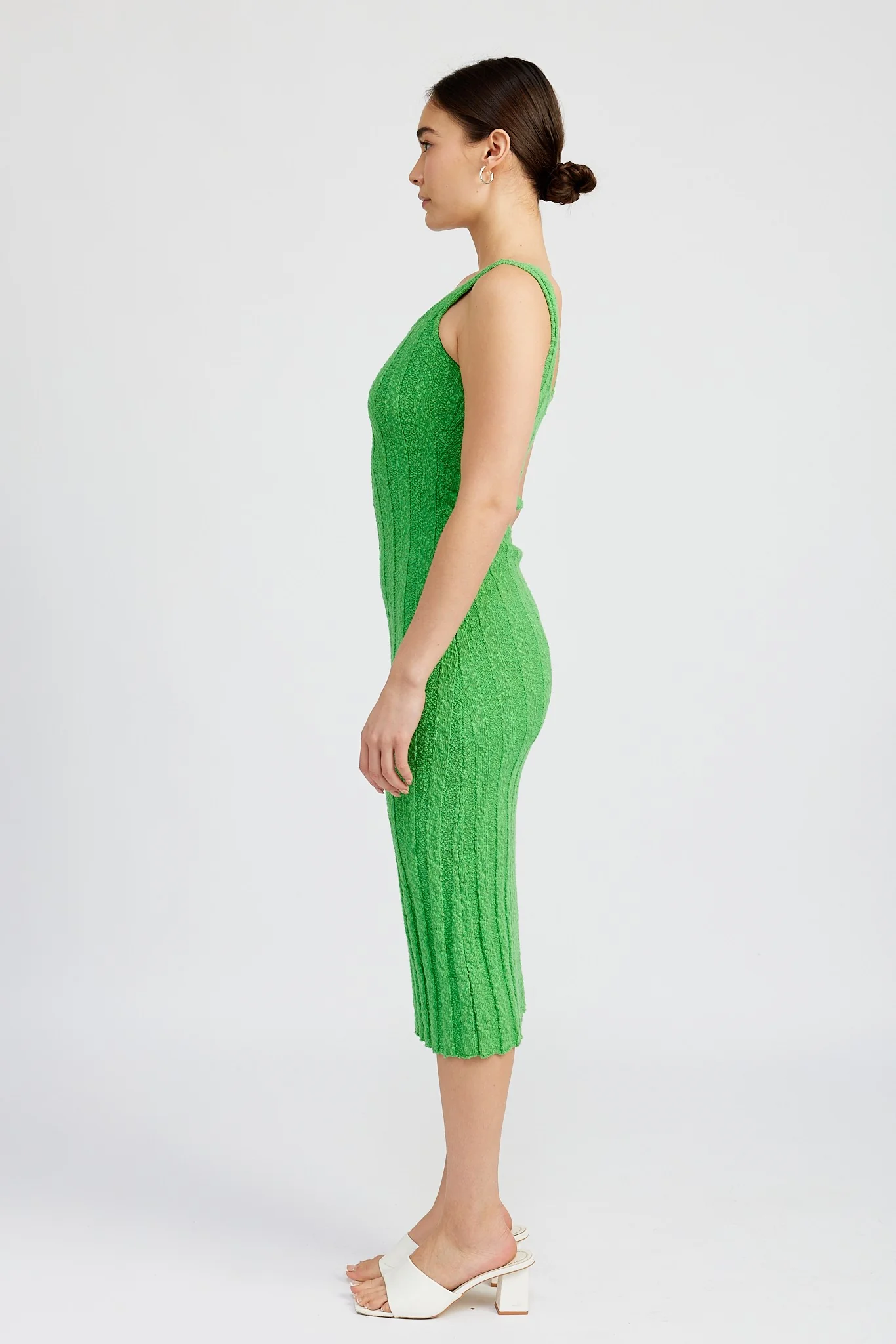 Green Wide Rib Knit Midi Dress - Image 2
