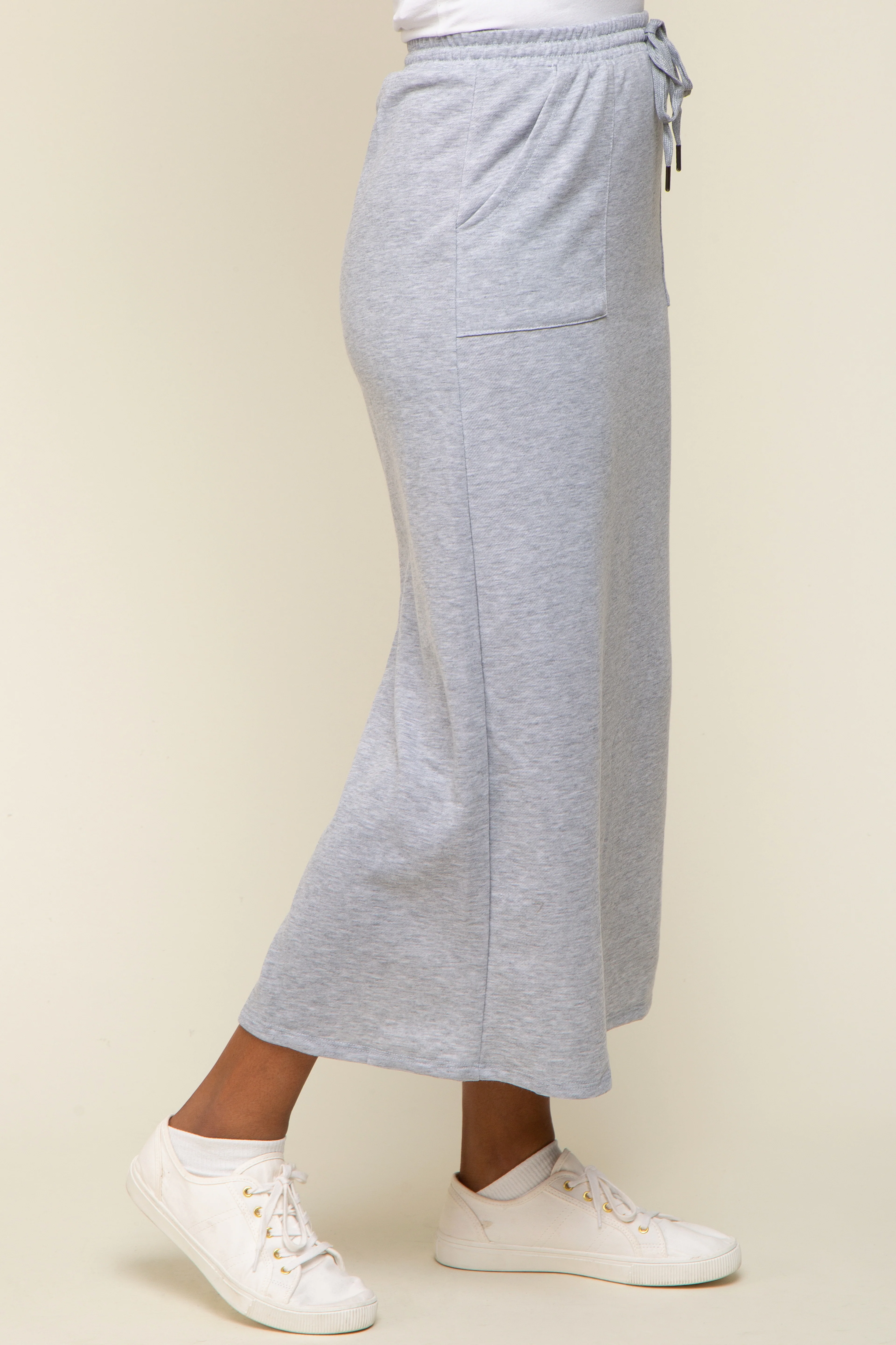 Grey Fleece Drawstring Maxi Skirt - Image 3