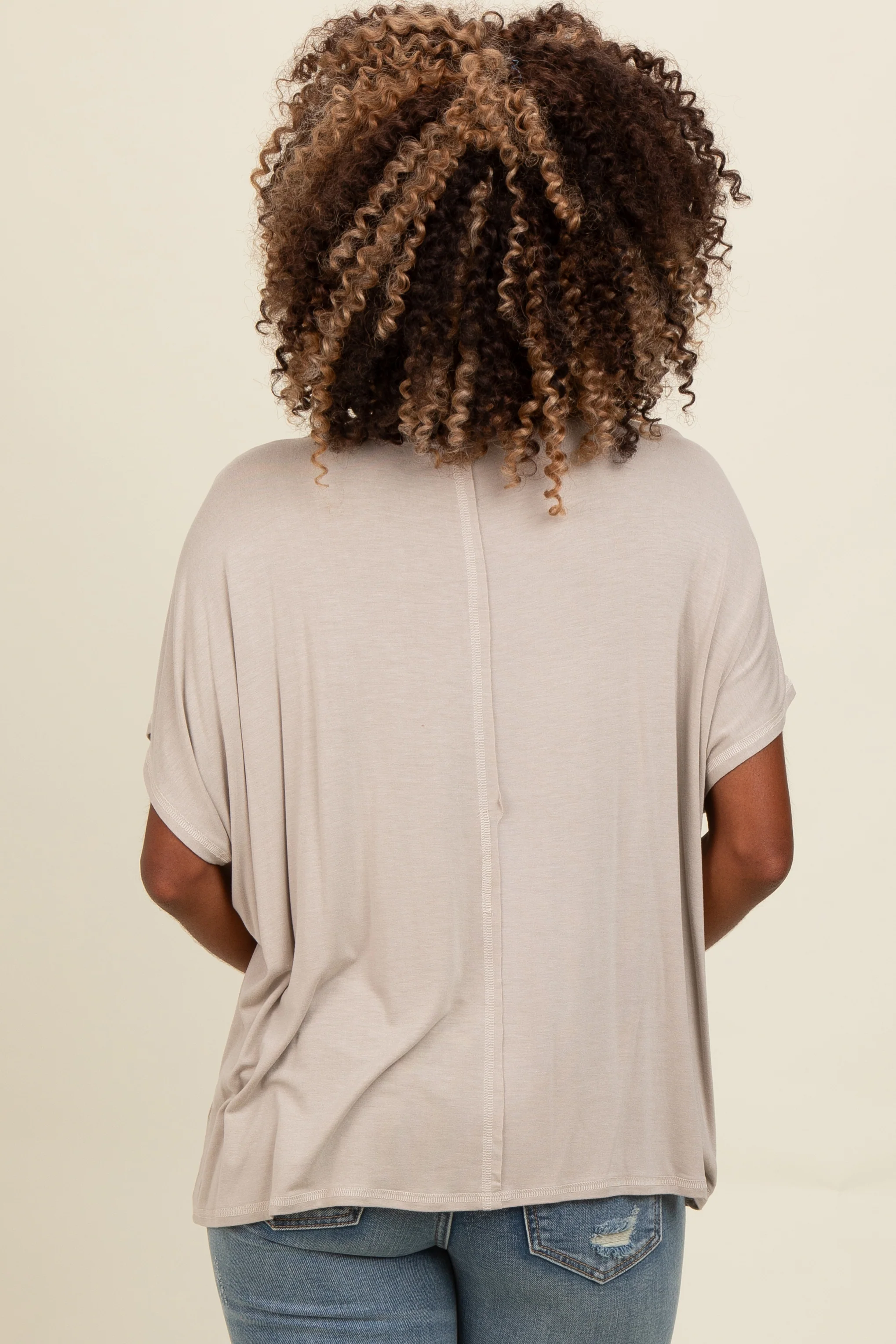 Grey Flutter Sleeve Top - Image 2