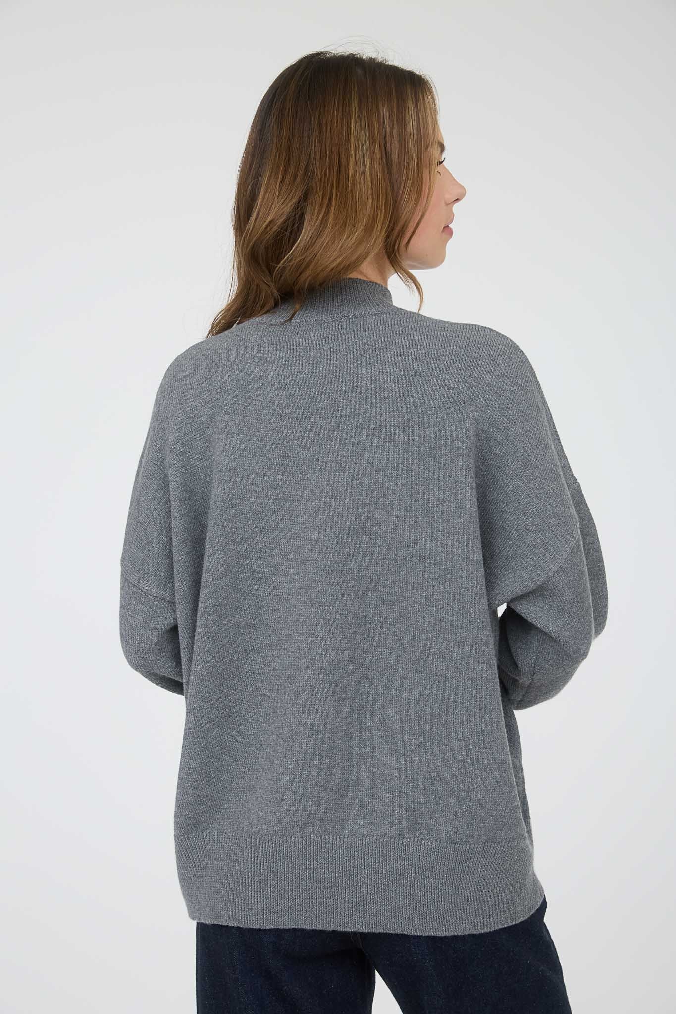 Grey Front Seam Mock Neck Sweater - Image 4