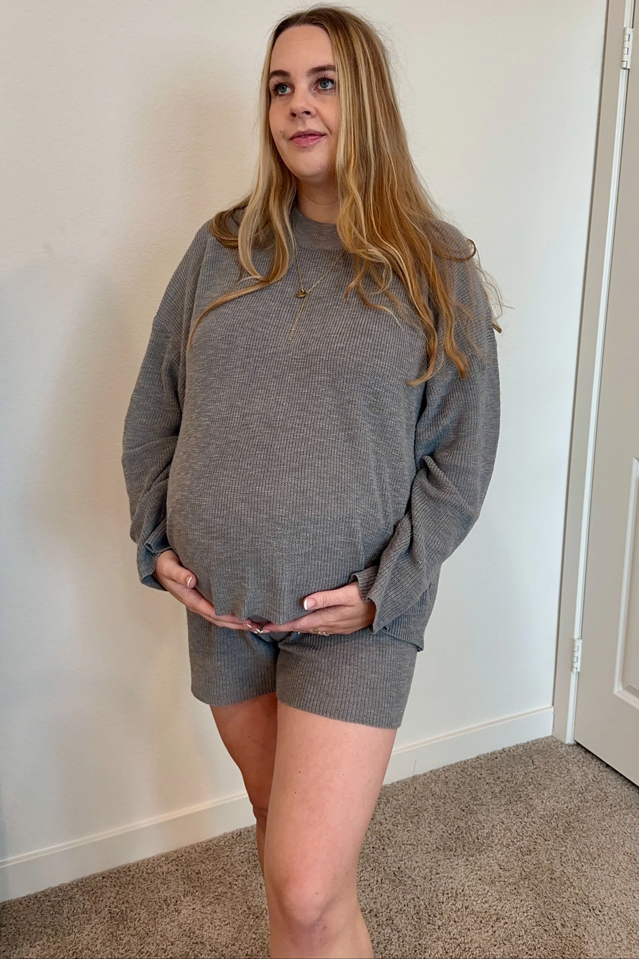 Grey Sweater and Short Maternity Set - Image 7