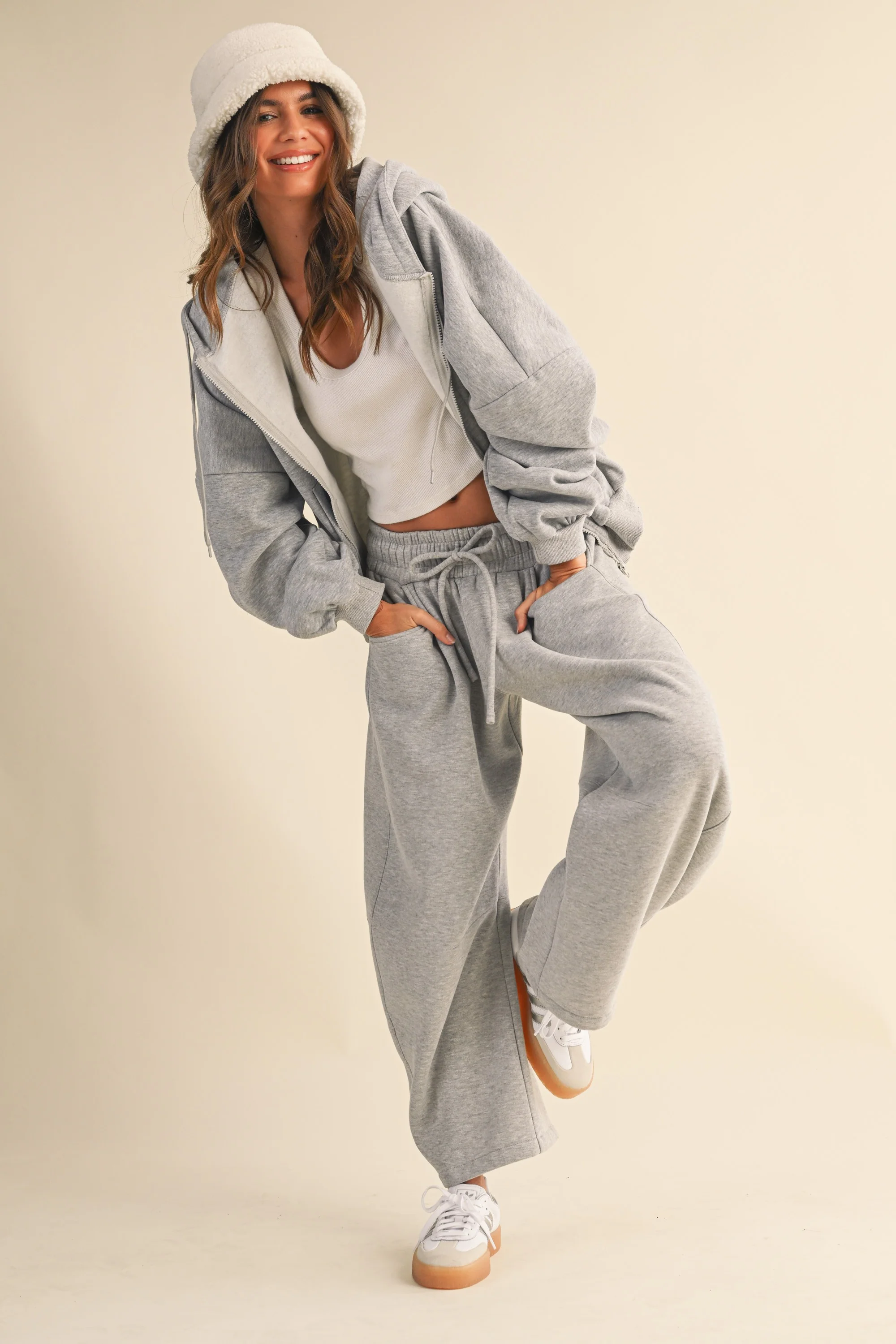 Heather Grey Barrel Leg Drawstring Maternity Sweatpants - Image 4