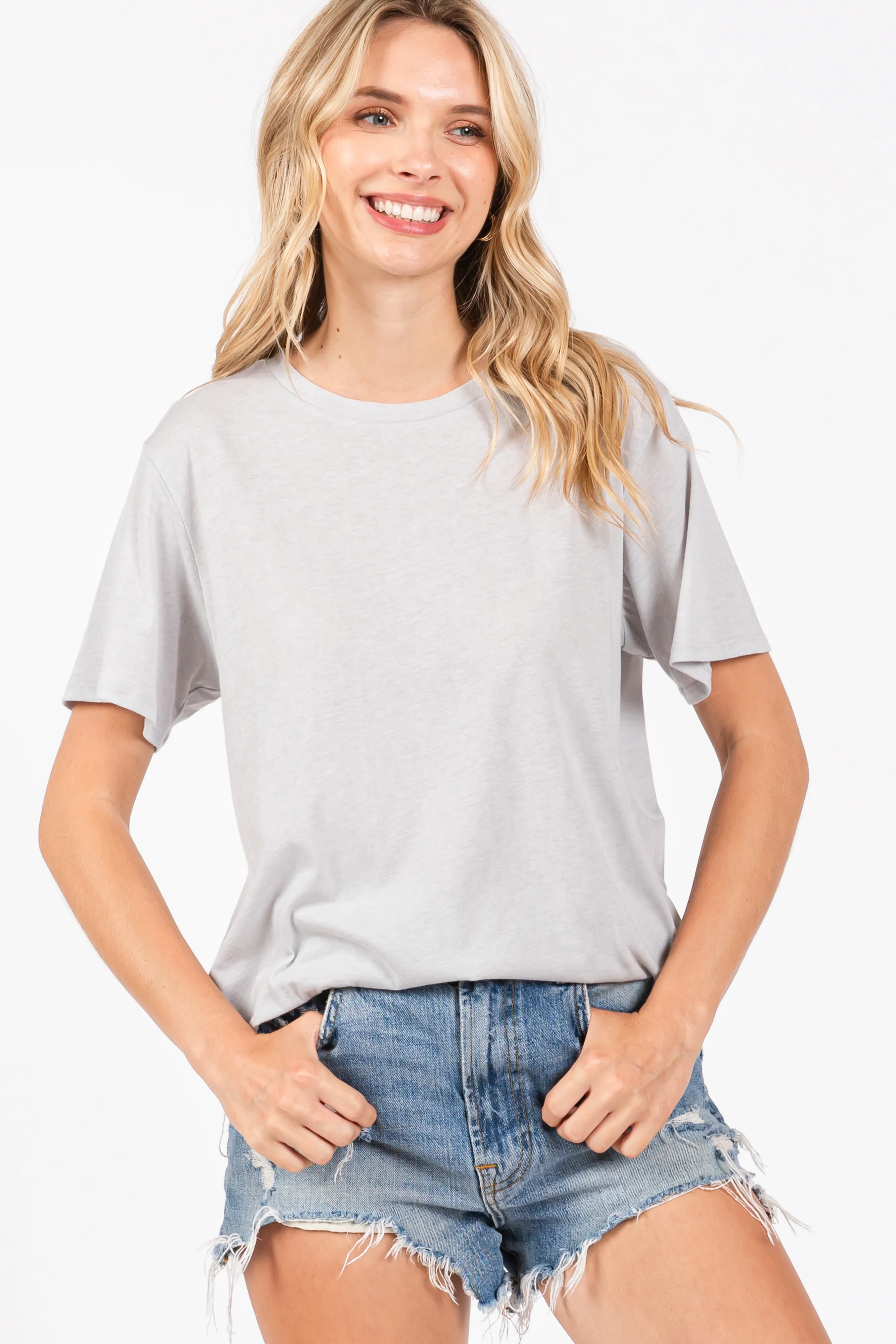 Heather Grey Basic Maternity Tee - Image 5