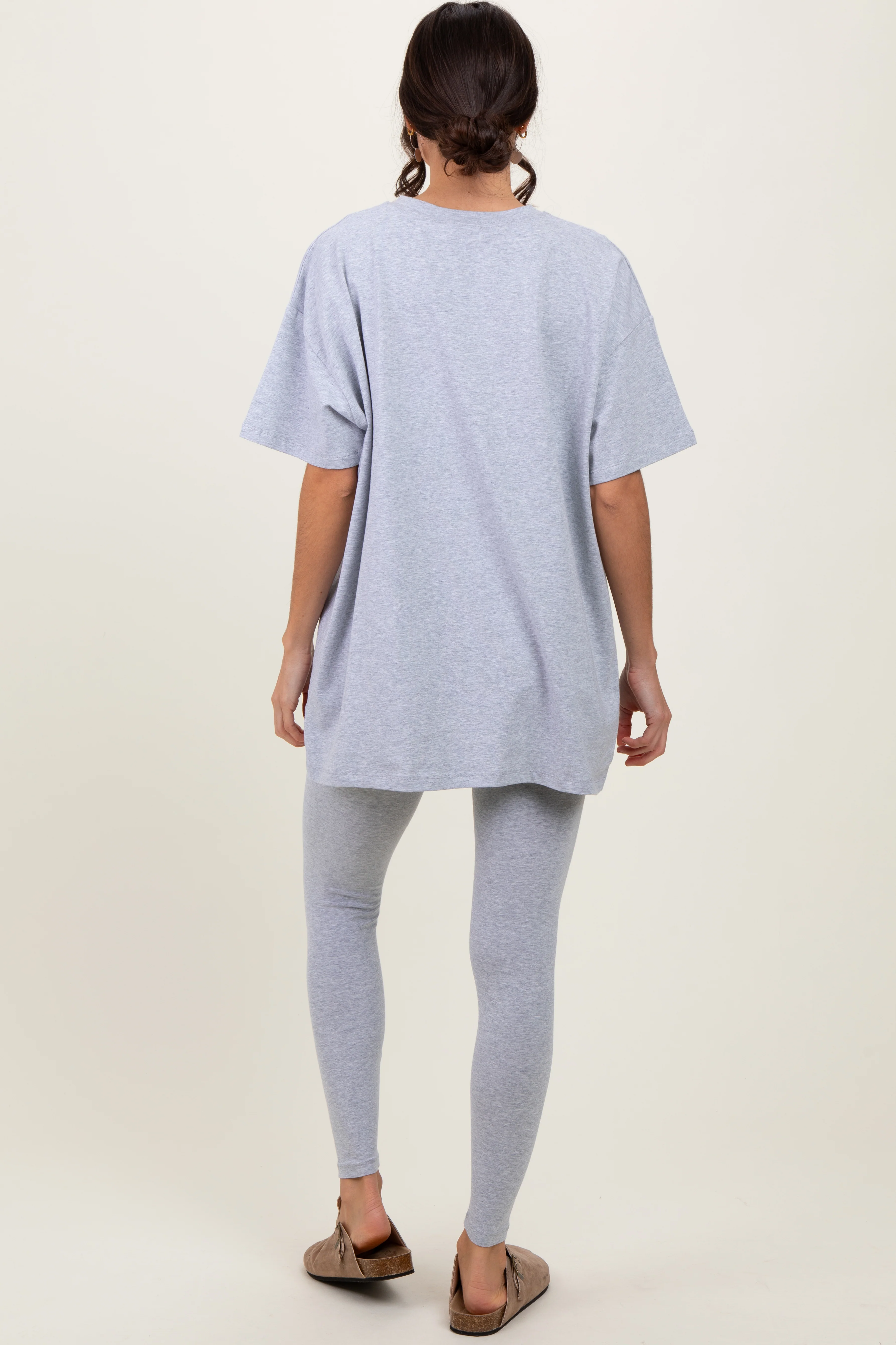 Heather Grey Oversized Crewneck Short Sleeve and Legging Set - Image 4