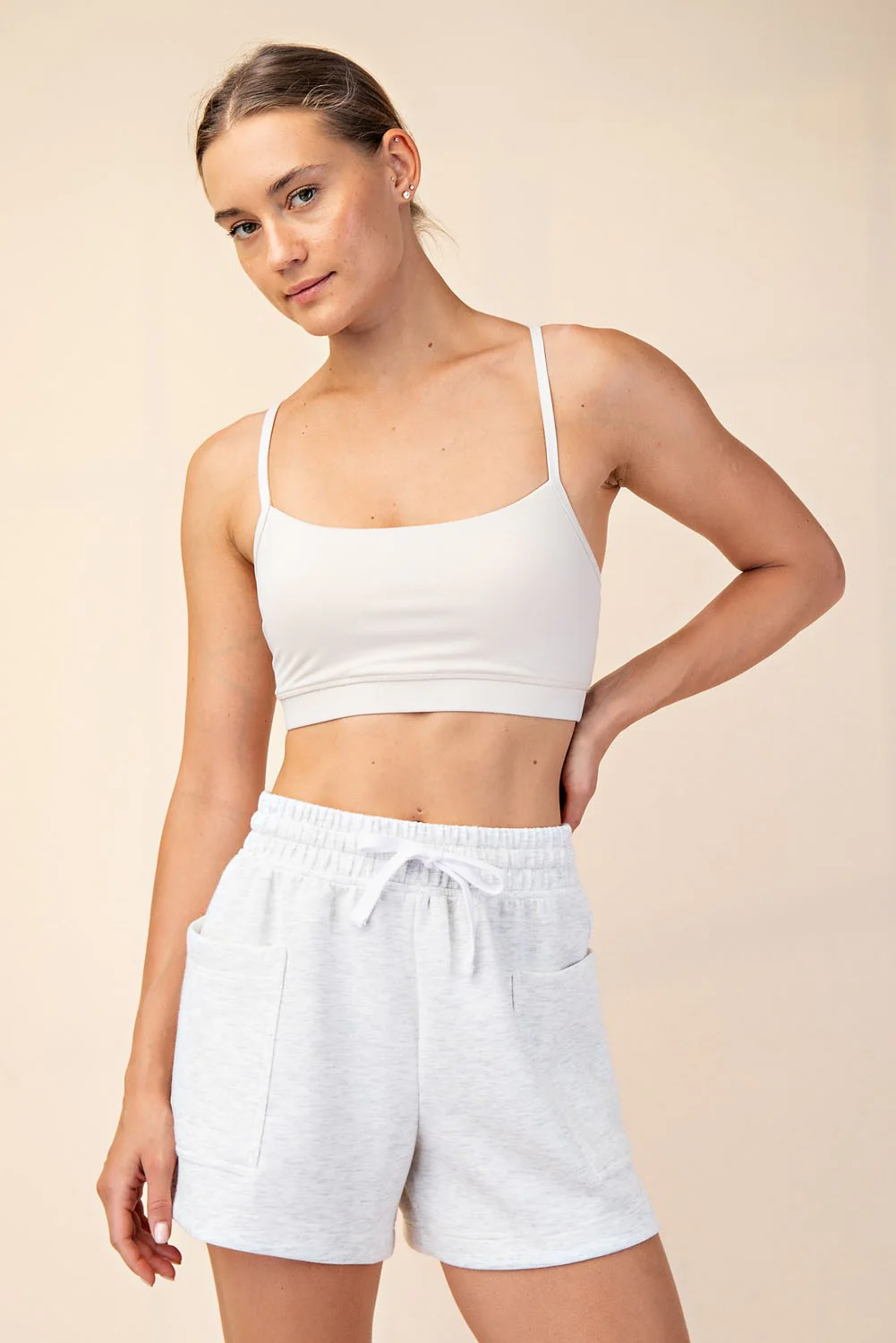 Heather Grey Patch Pocket Maternity Shorts - Image 6