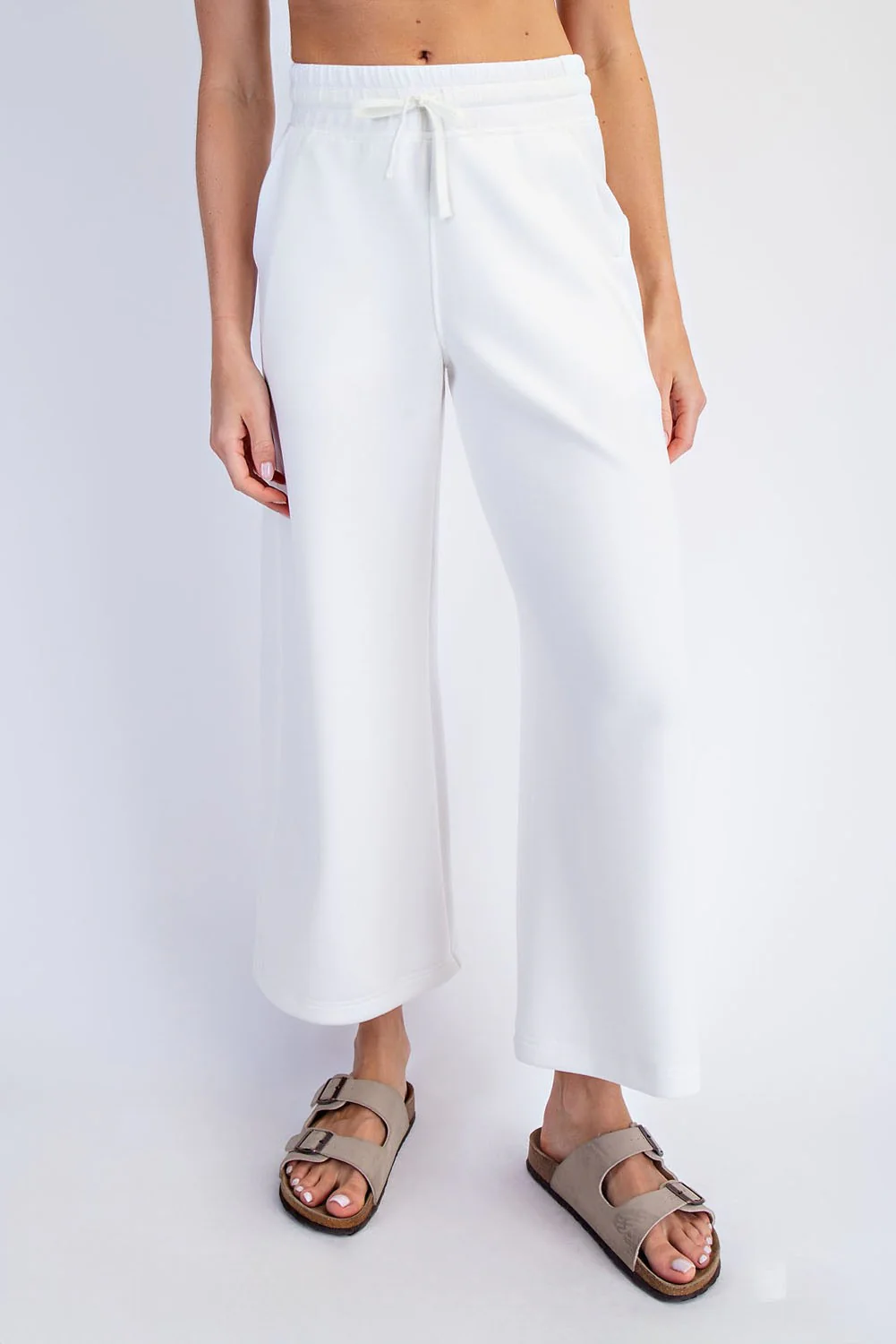Ivory Ankle Wide Leg Maternity Lounge Pants - Image 3