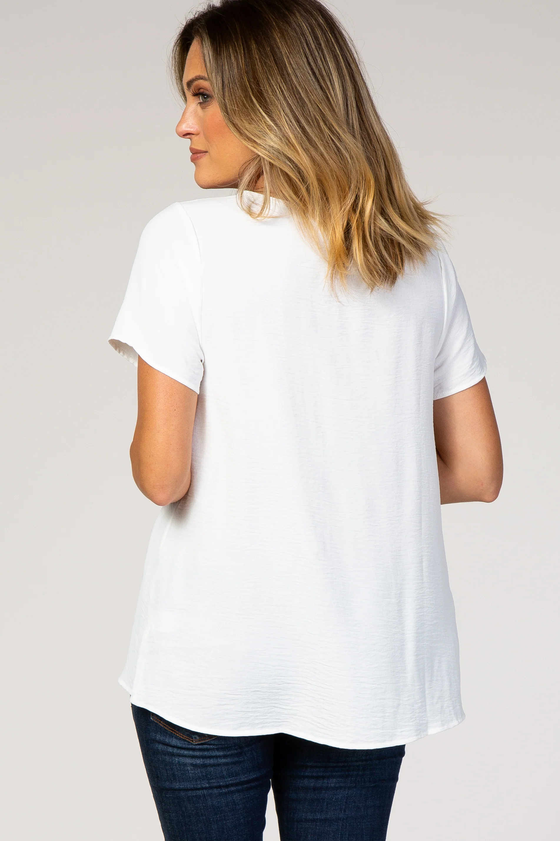 Ivory Button Tie Front Top - Image 4