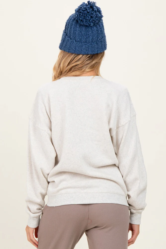 Ivory Fleece Crew Neck Relaxed Fit Maternity Sweatshirt - Image 3
