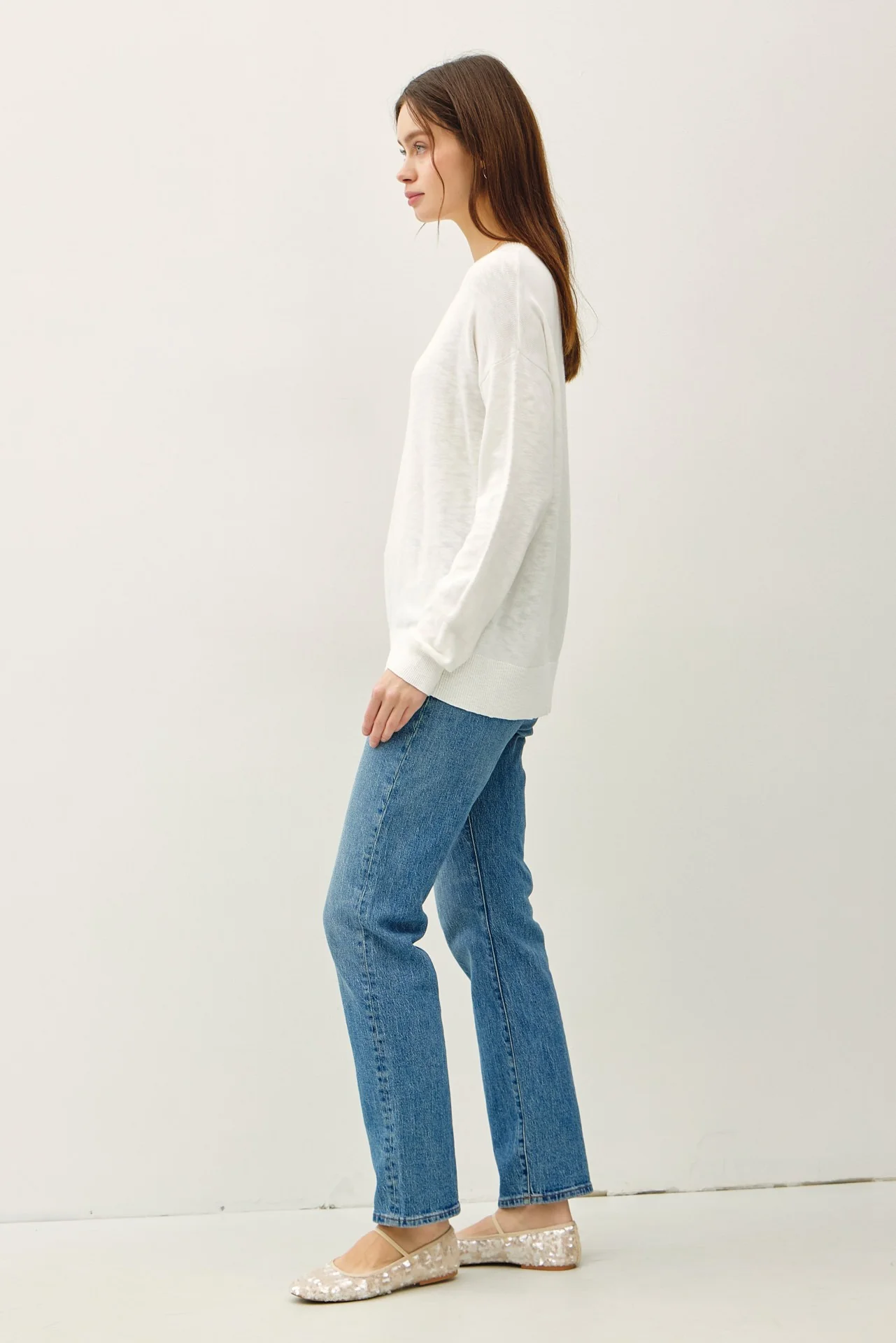 Ivory Oversized Slub Knit Sweater - Image 4
