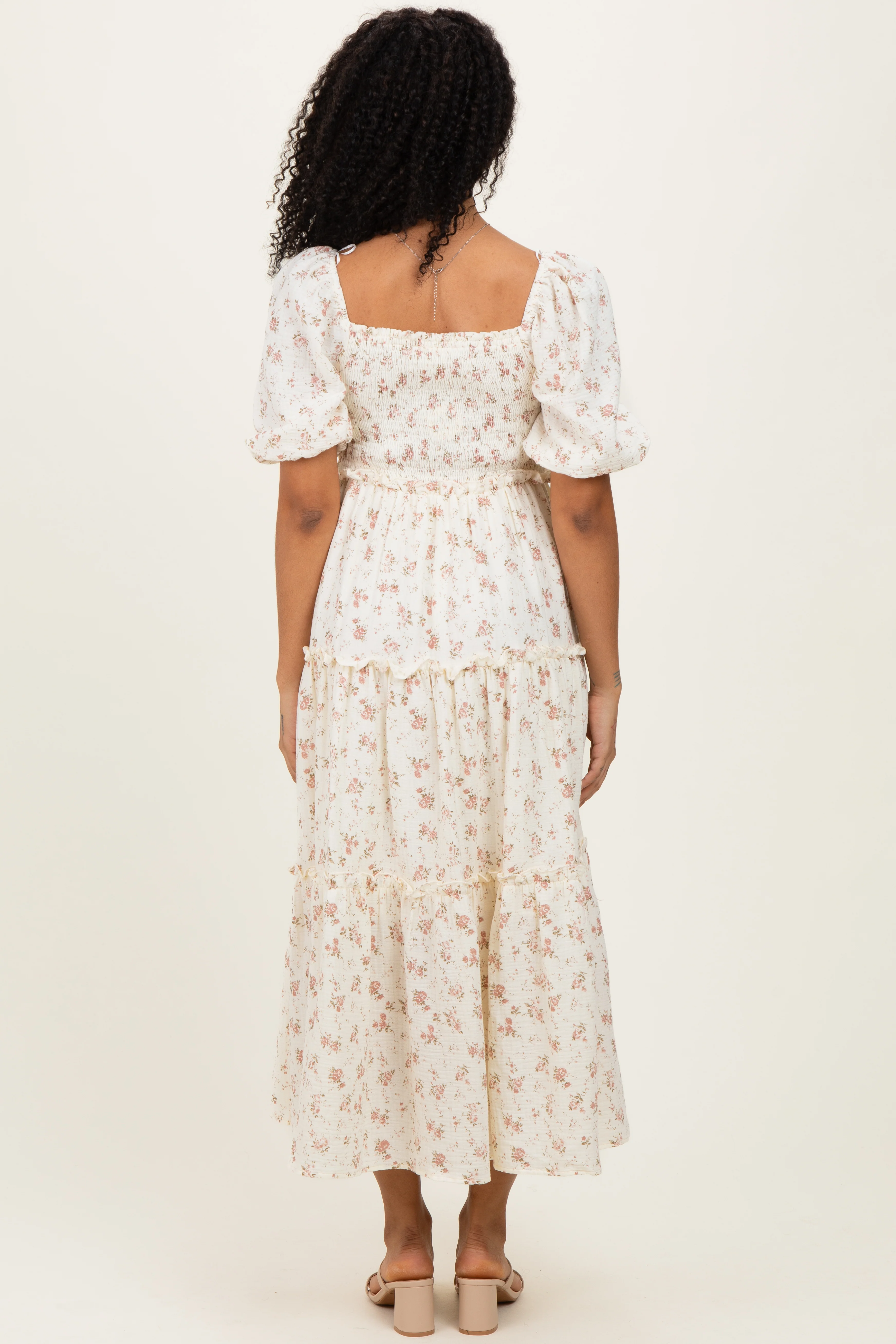 Ivory Rose Floral Smocked Maxi Dress - Image 3