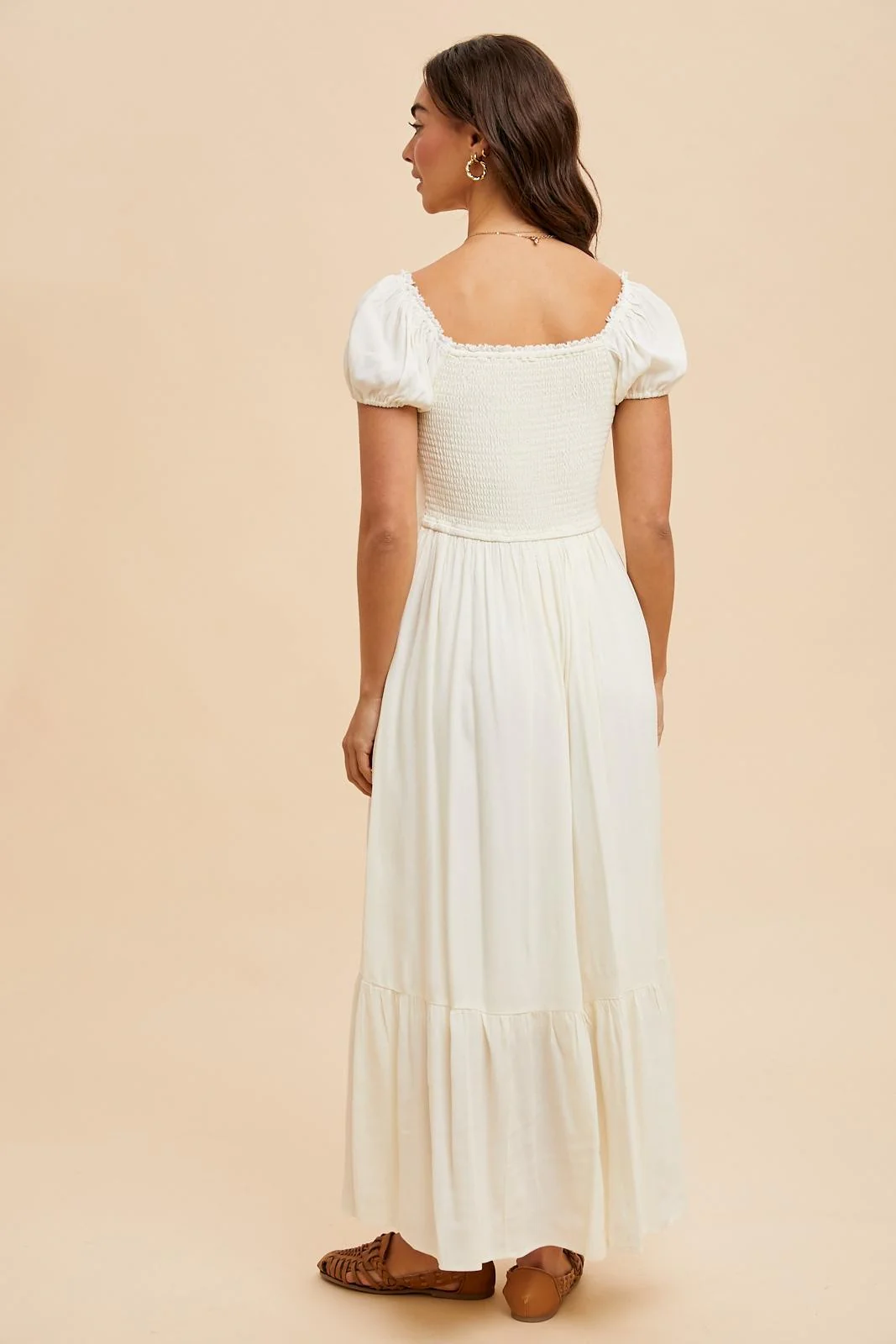 Ivory Ruffle Detail Square Neck Maxi Dress - Image 5