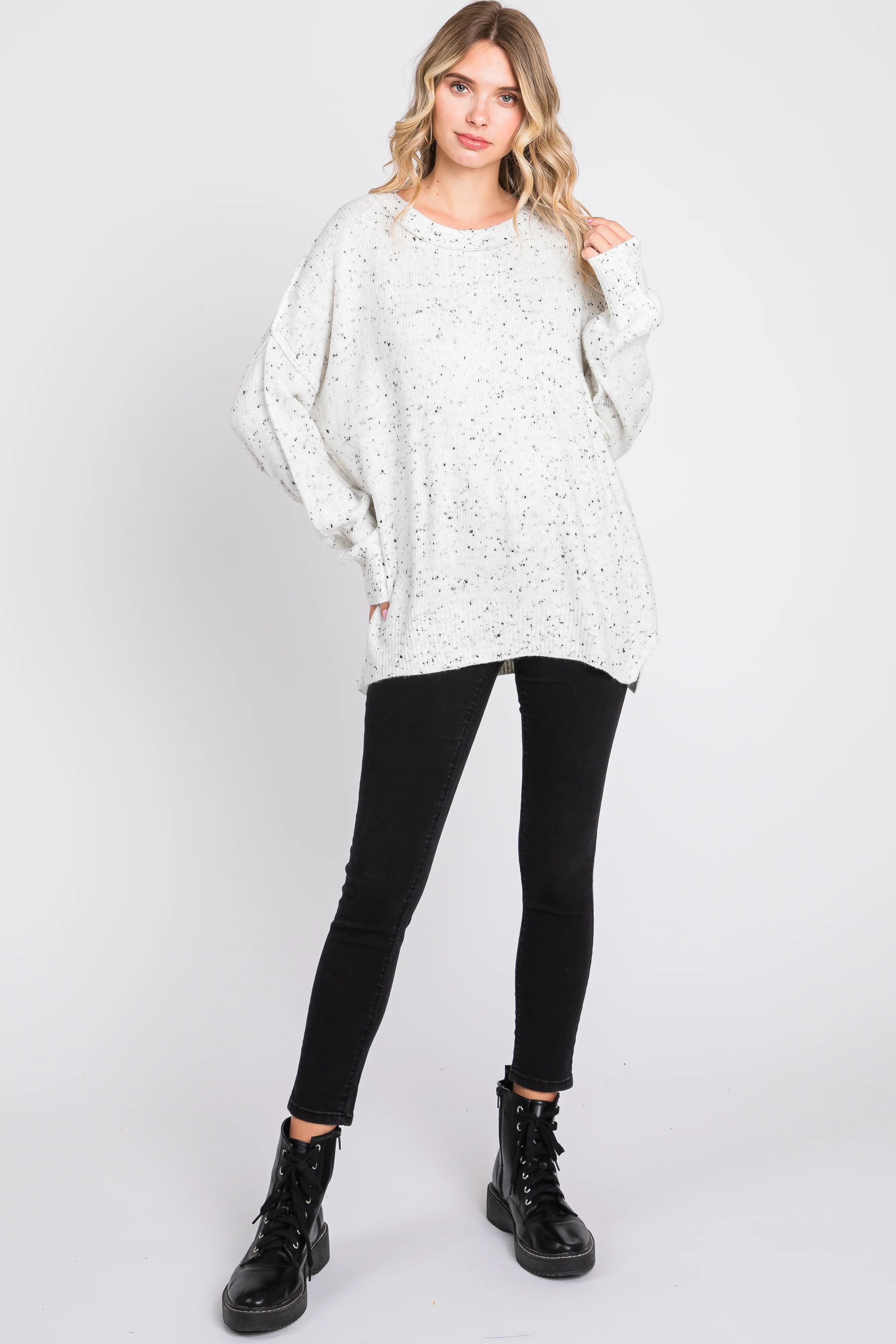 Ivory Speckled Knit Sweater - Image 5