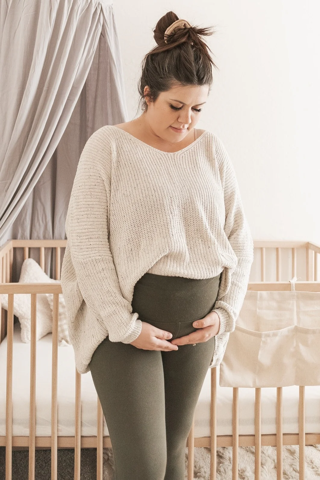 Ivory Speckled Oversized Maternity Sweater - Image 5