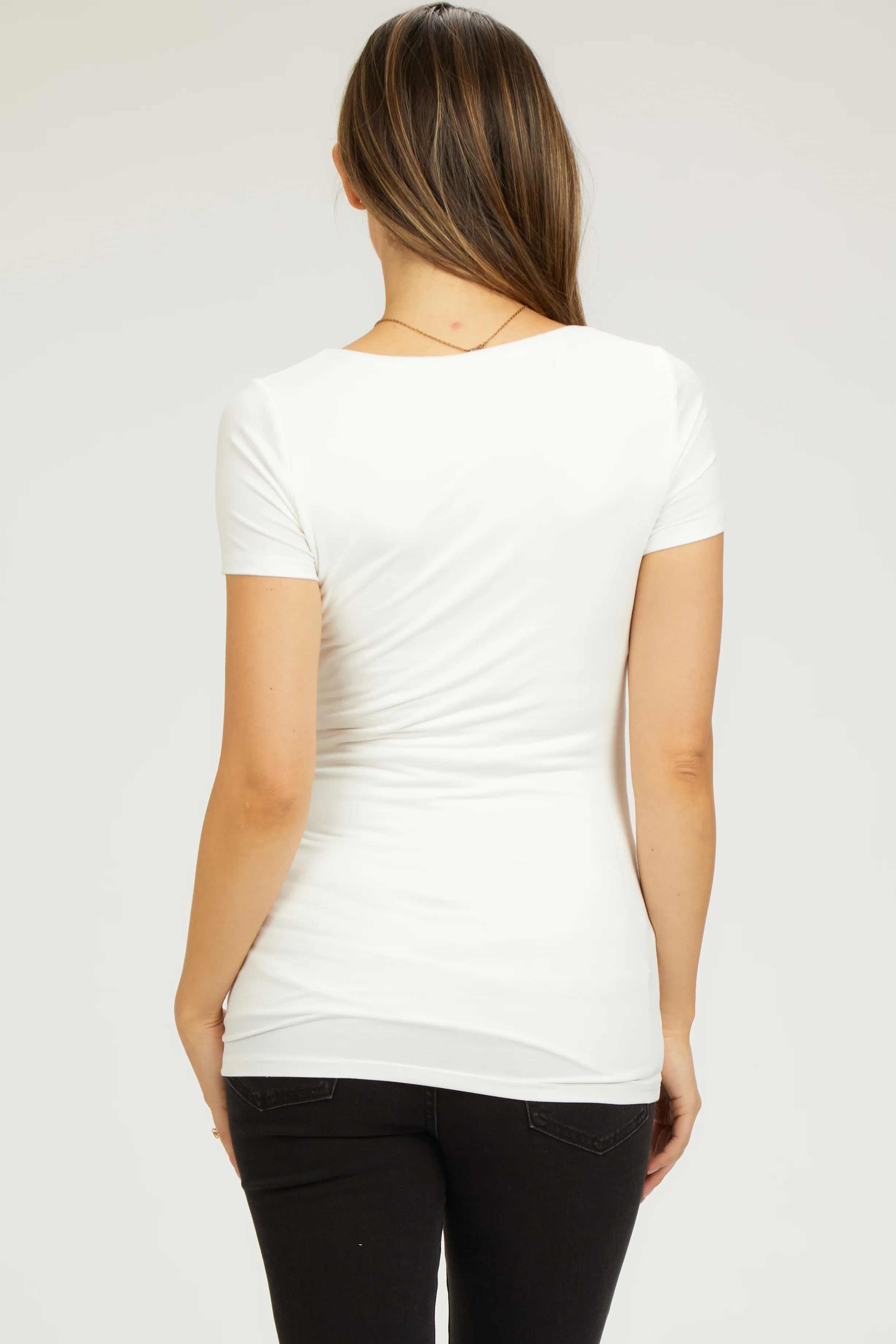 Ivory Square Neck Short Sleeve Maternity Top - Image 3