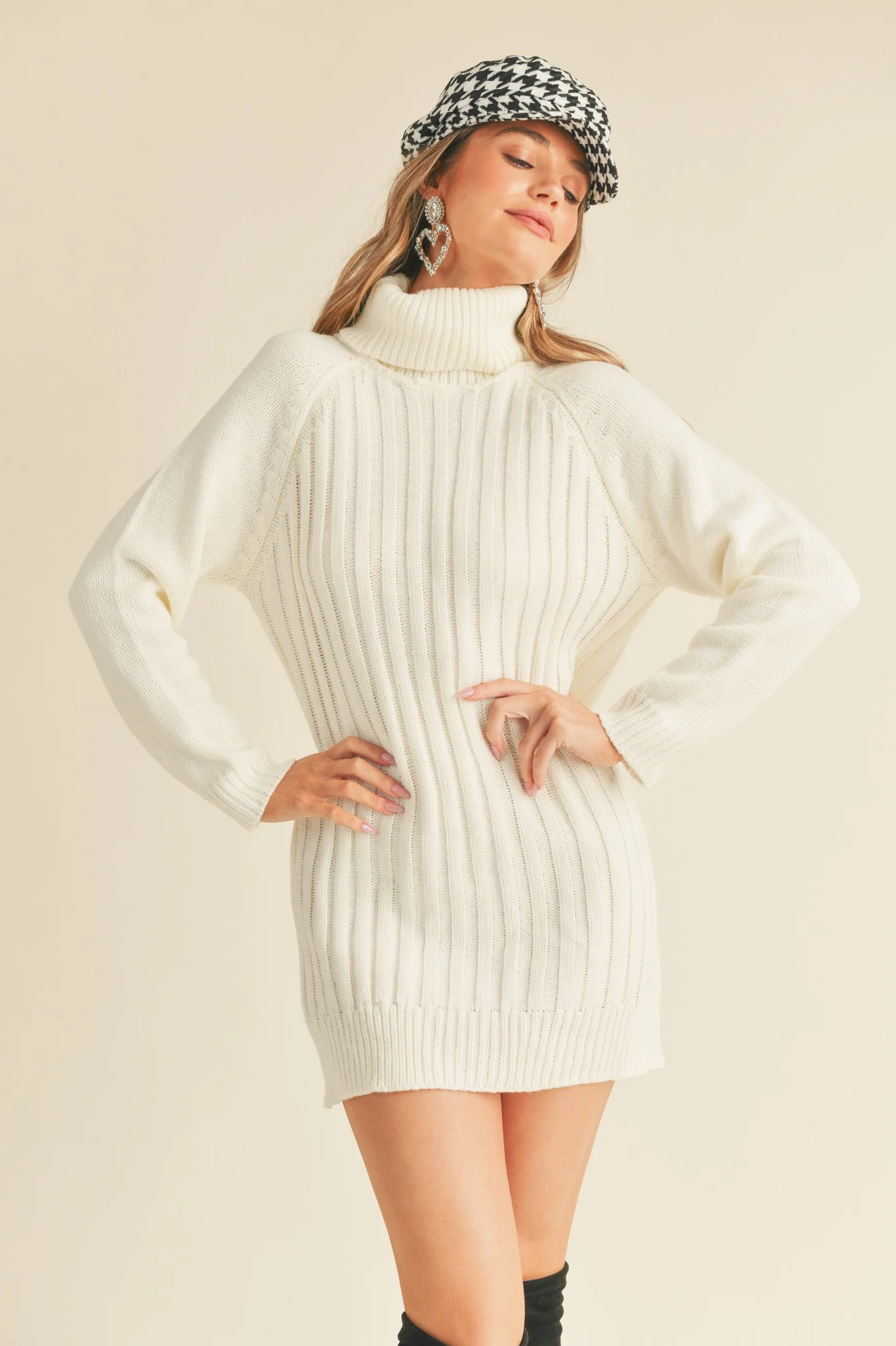 Ivory Turtleneck Maternity Sweater Dress - Image 6