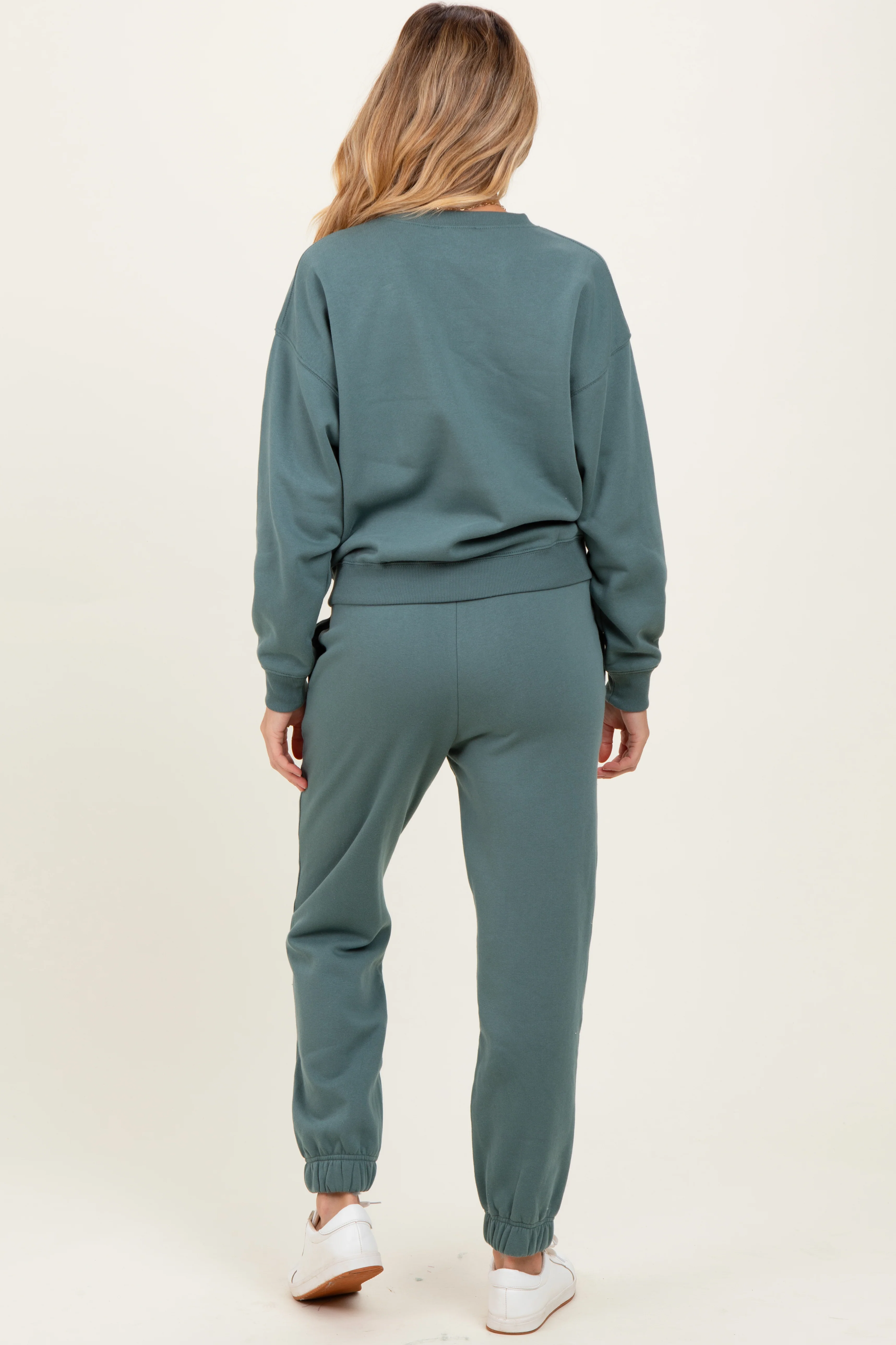 Jade Fleece Long Sleeve Maternity Pullover & Jogger Set - Image 3