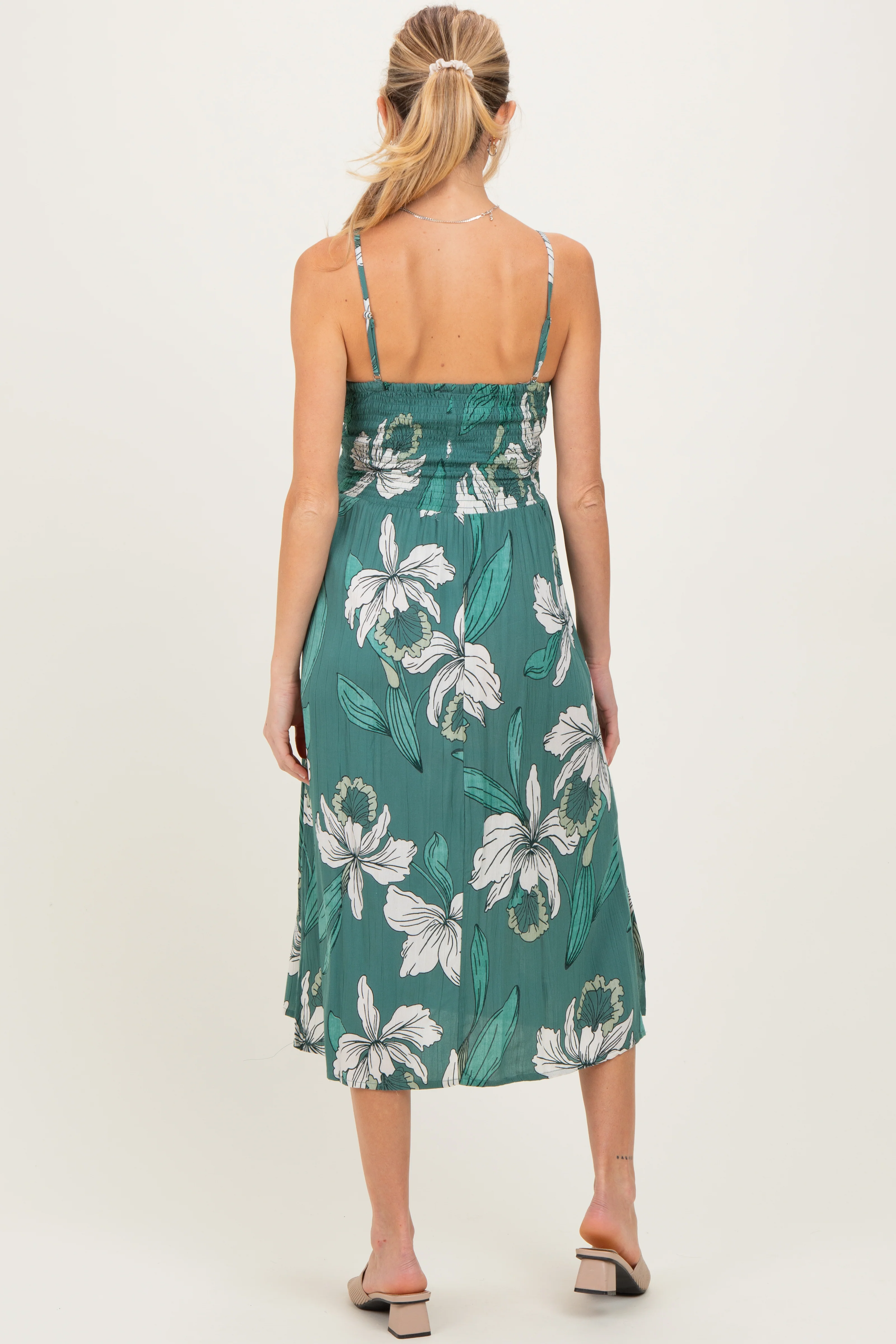 Jade Floral Twisted Front Cutout Maternity Midi Dress - Image 4
