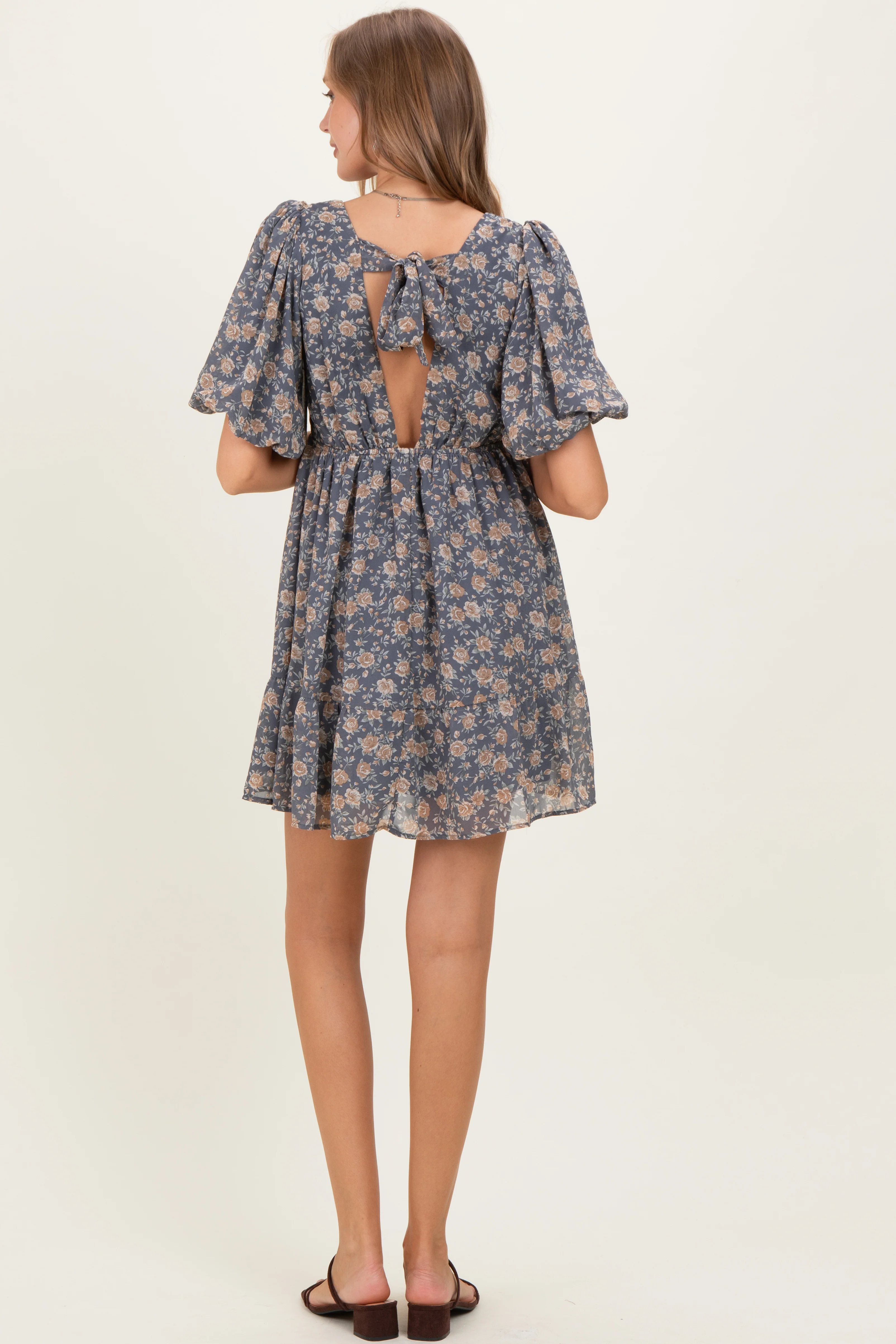 Jade Floral V-Neck Maternity Mini Dress - Image 4