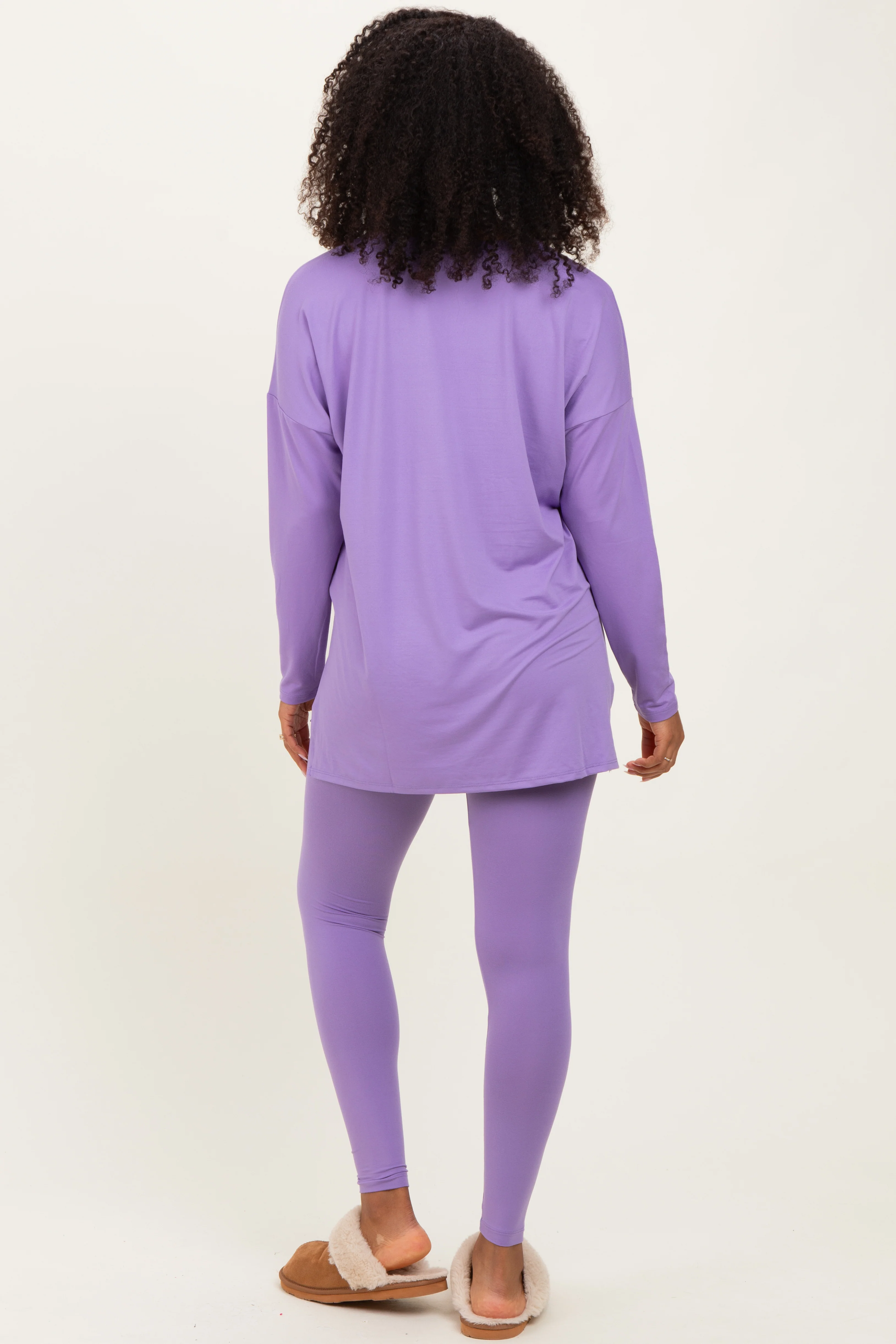 Lavender Brushed Knit Oversized Top and Legging Set - Image 4