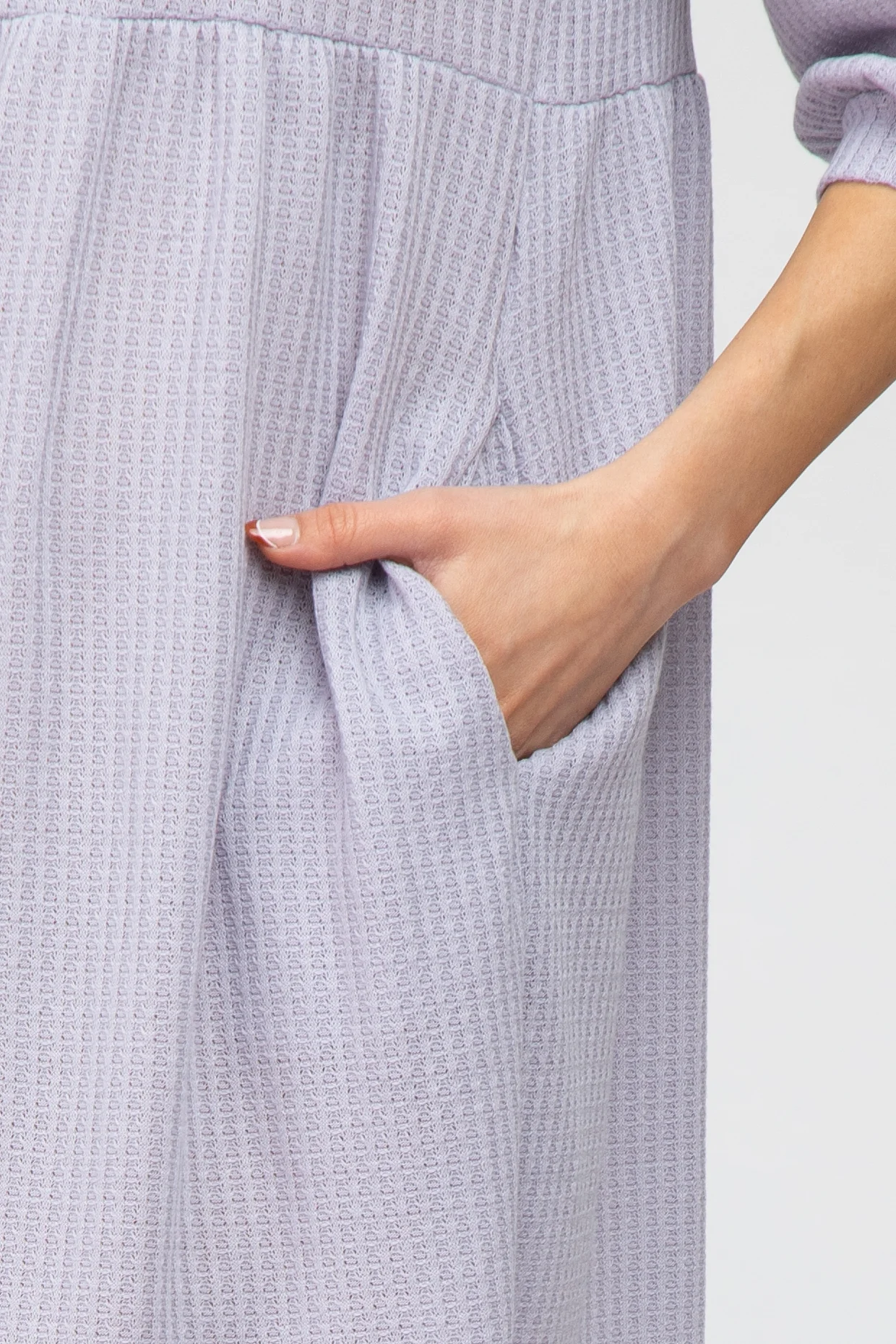 Lavender Button Accent 3/4 Sleeve Maternity Dress - Image 5