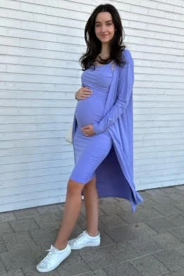 Lavender Ribbed Cardigan 2 Piece Maternity Set - Image 6