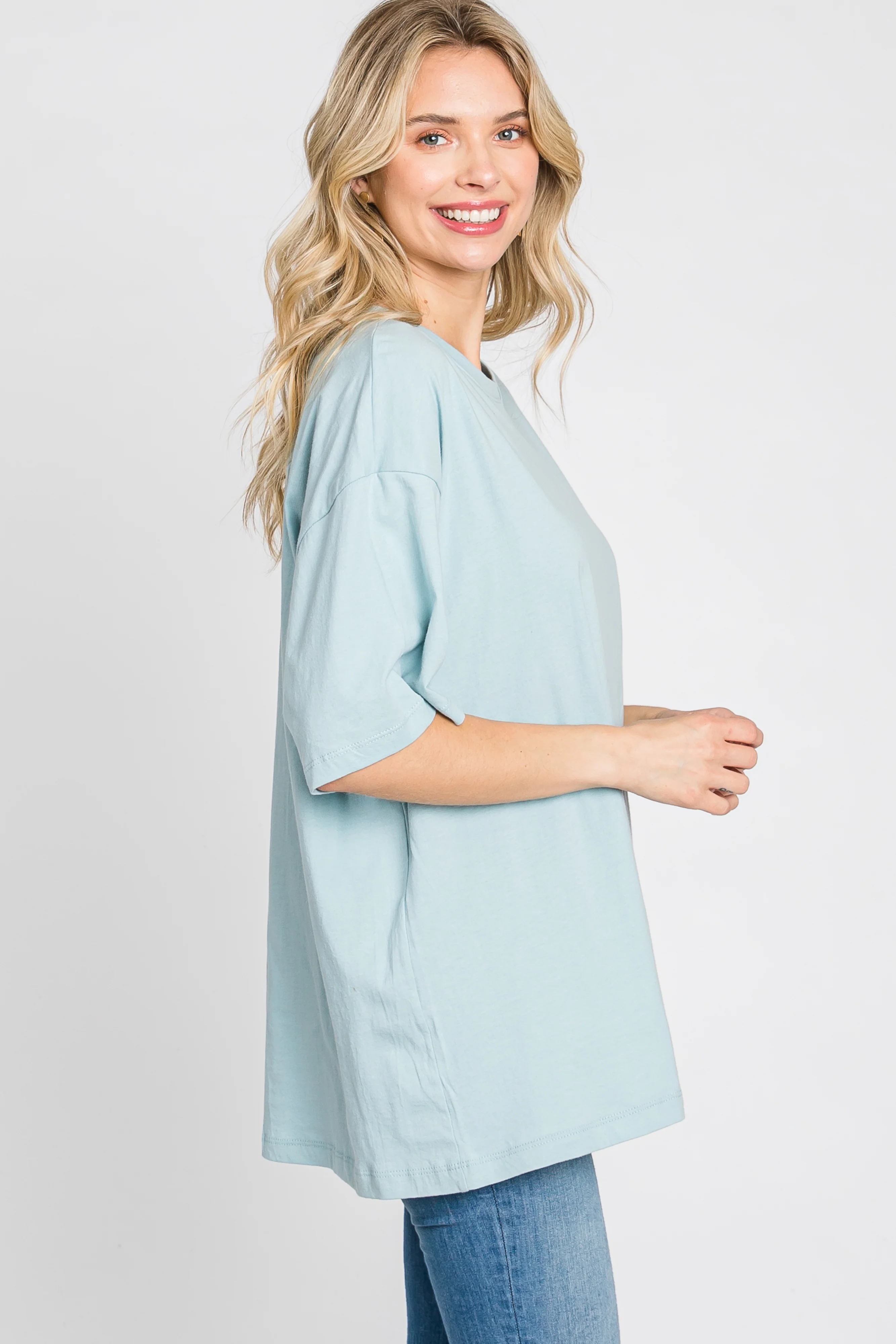Light Blue Basic Oversized Tee - Image 5
