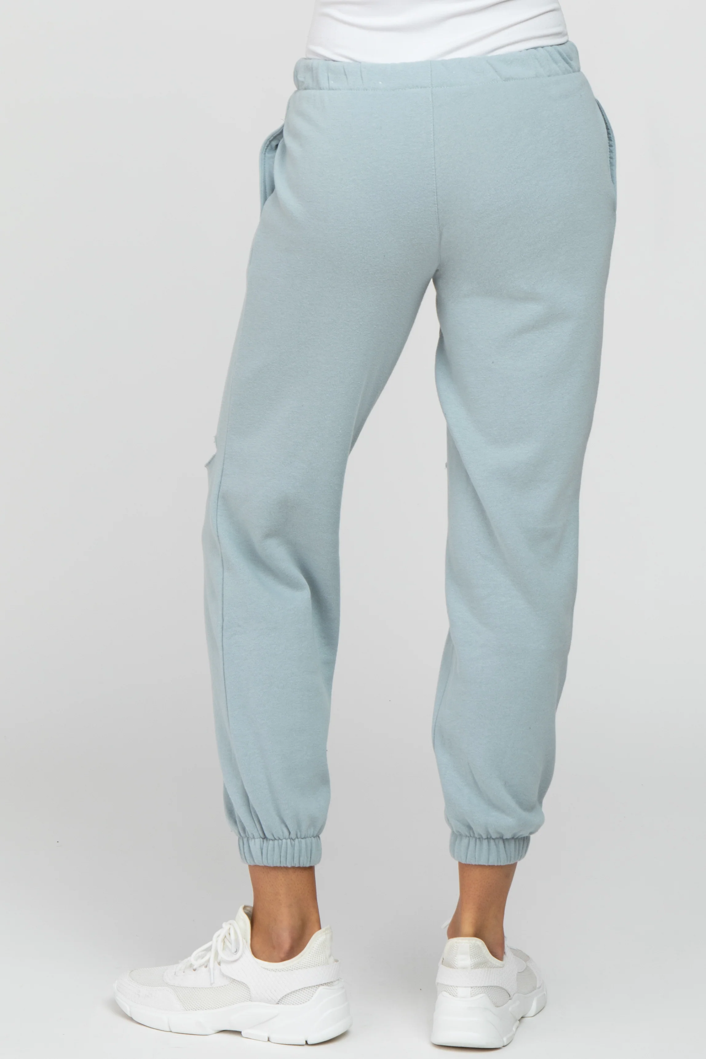 Light Blue Ripped Knee Sweatpants - Image 4