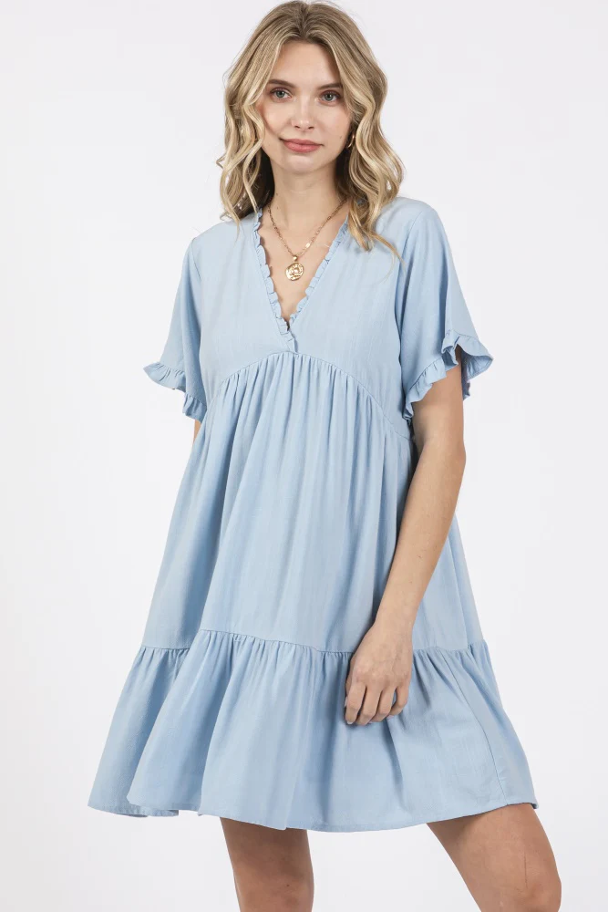 Light Blue Ruffle Hem Dress - Image 5