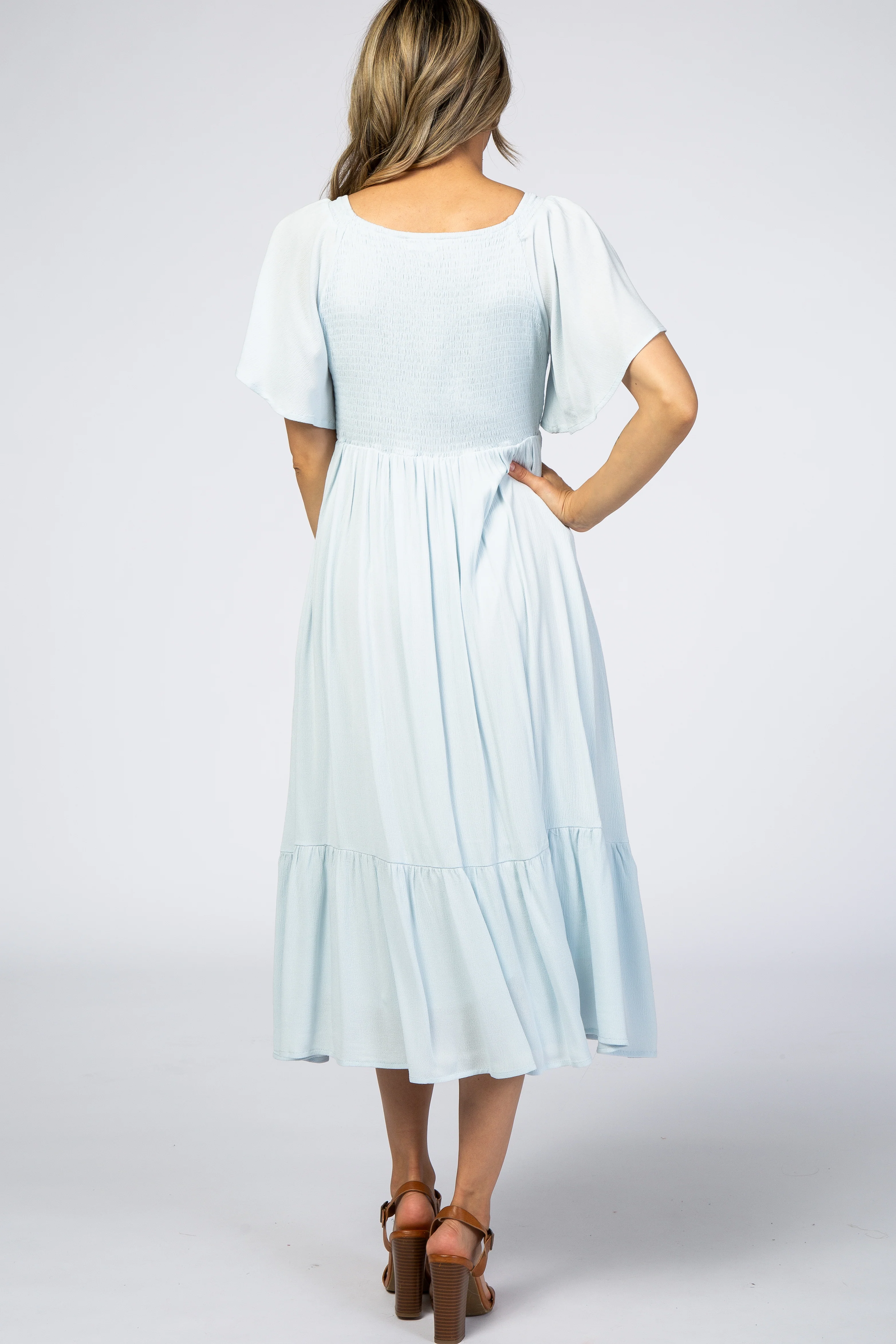 Light Blue Smocked Ruffle Dress - Image 3