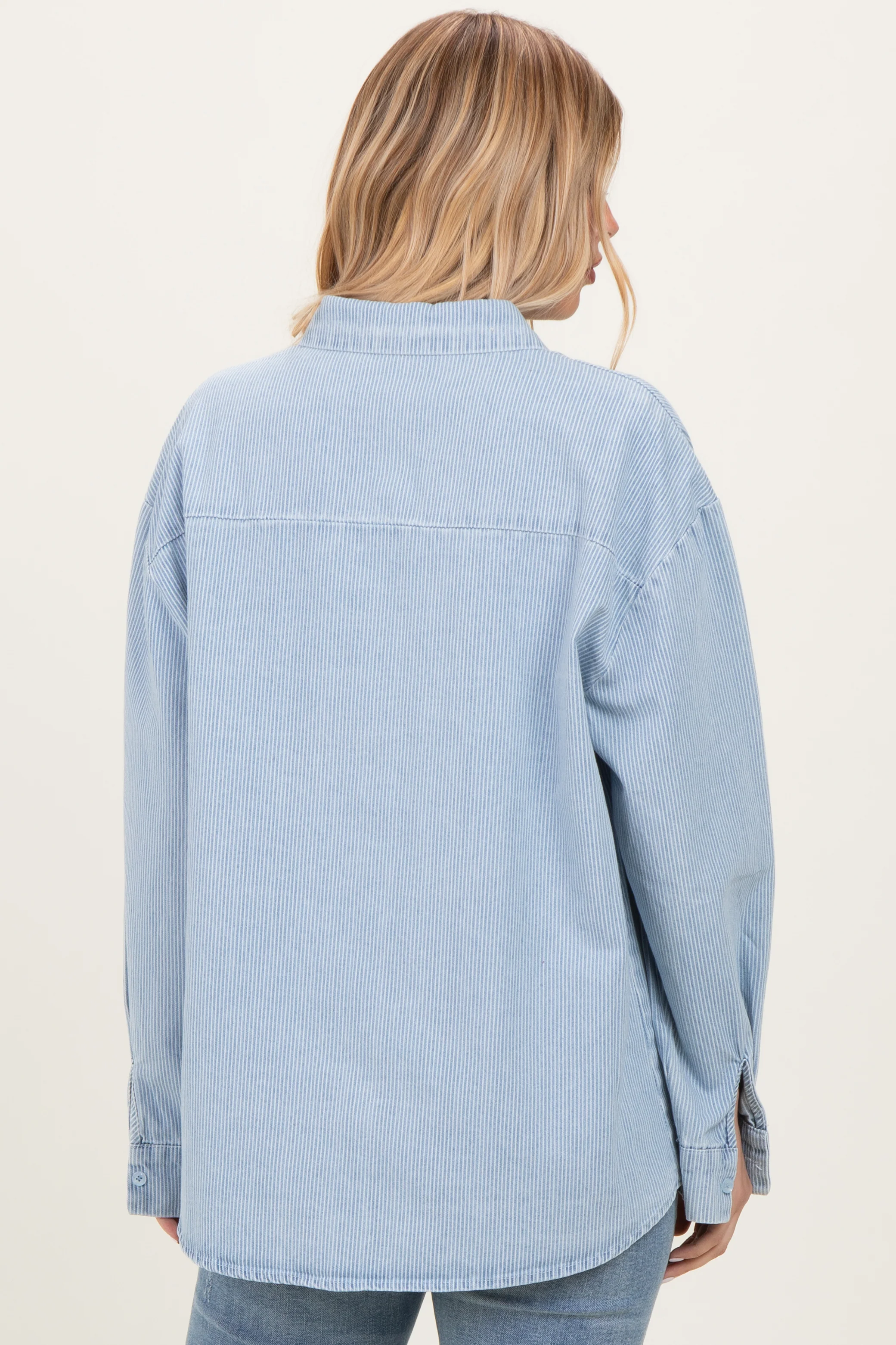 Light Blue Striped Button Down Shirt - Image 3