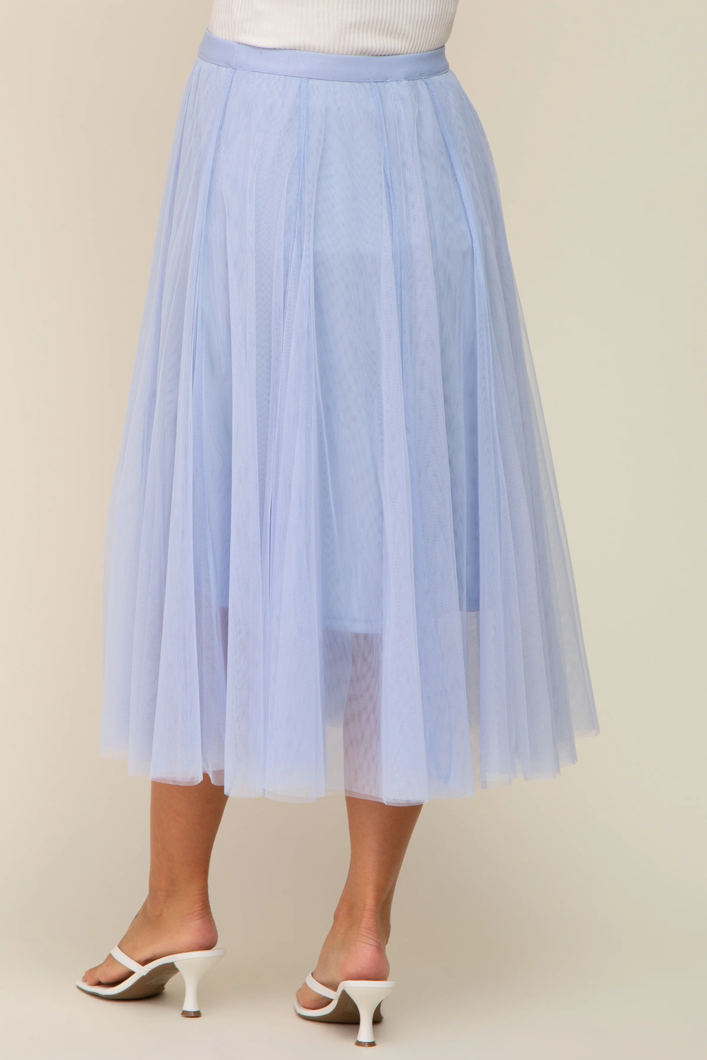 Light Blue Tulle Maternity Midi Skirt - Image 4