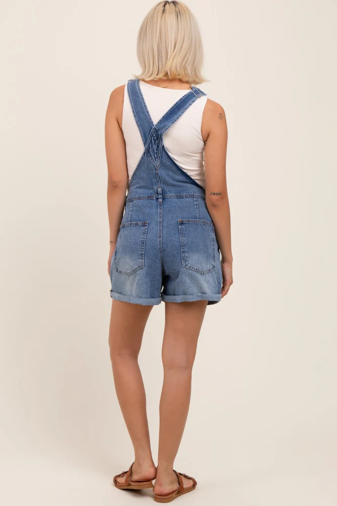 Light Blue Wash Maternity Denim Shortalls - Image 4