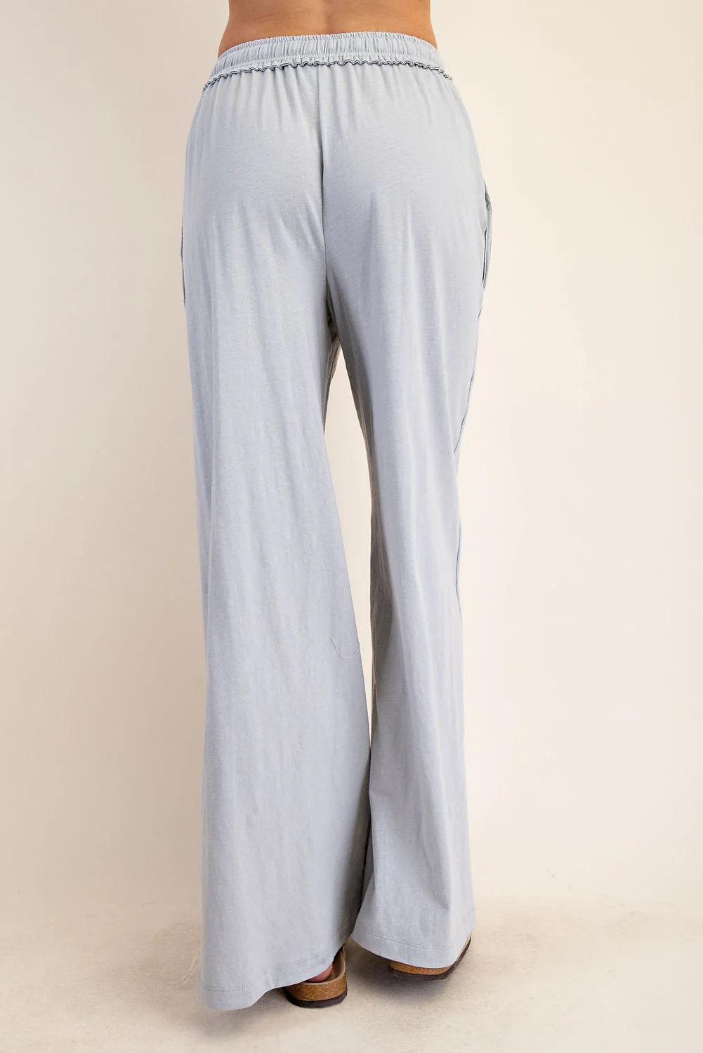 Light Grey Drawstring Wide Leg Lounge Pant - Image 3