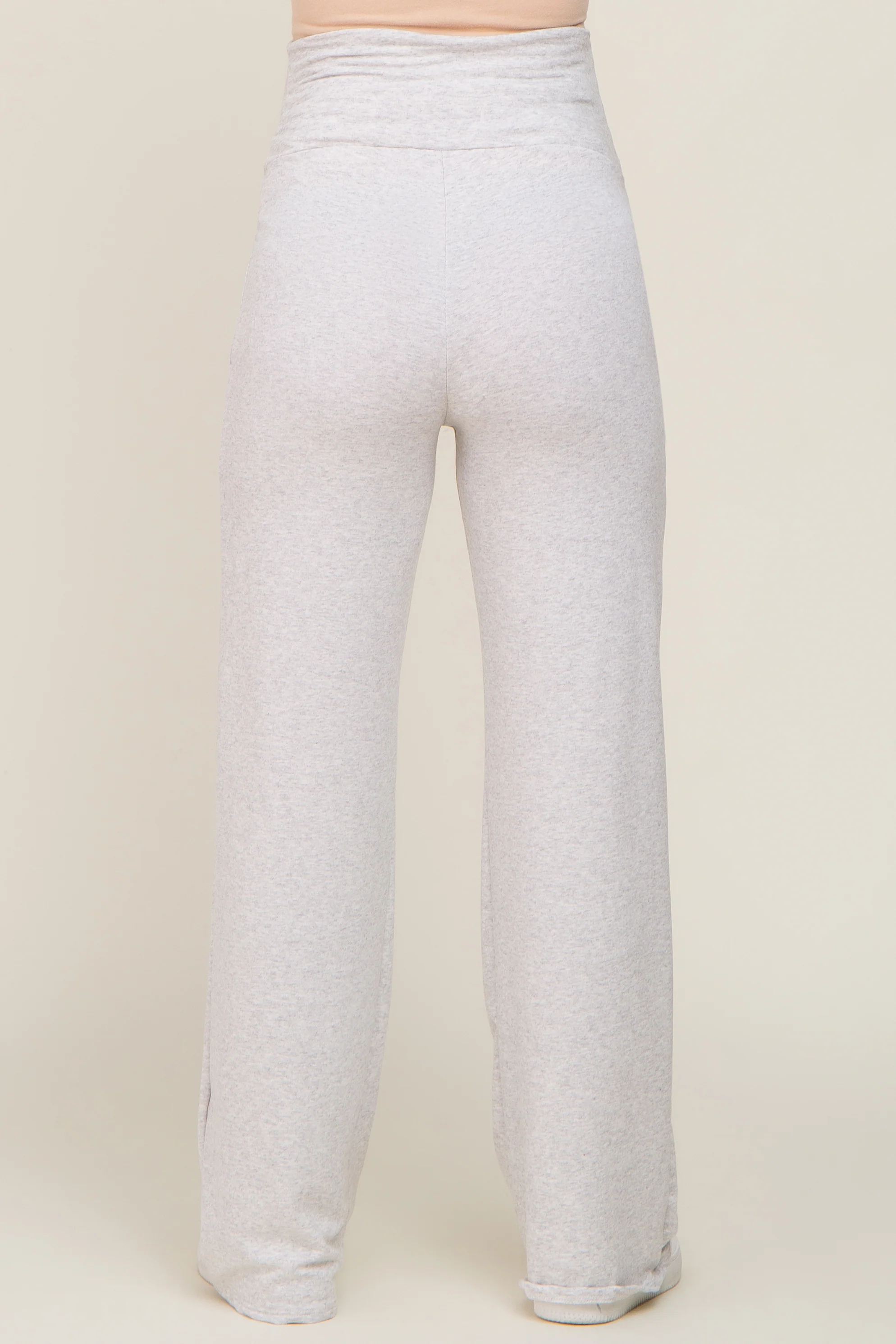 Light Heather Grey Maternity Yoga Pants - Image 4