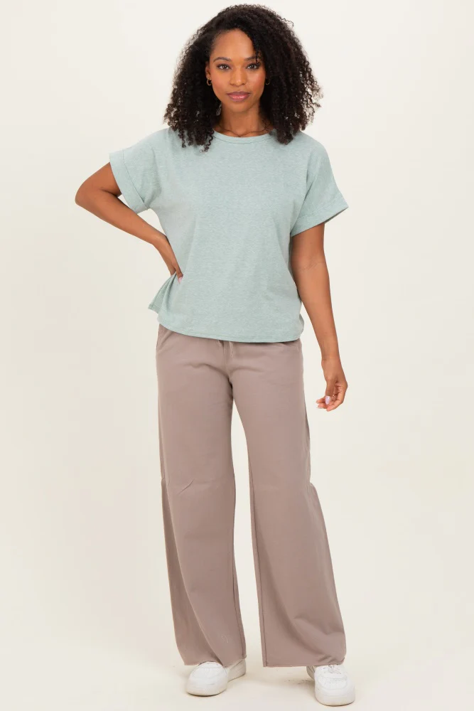 Light Olive Cuff Short Sleeve Top - Image 4