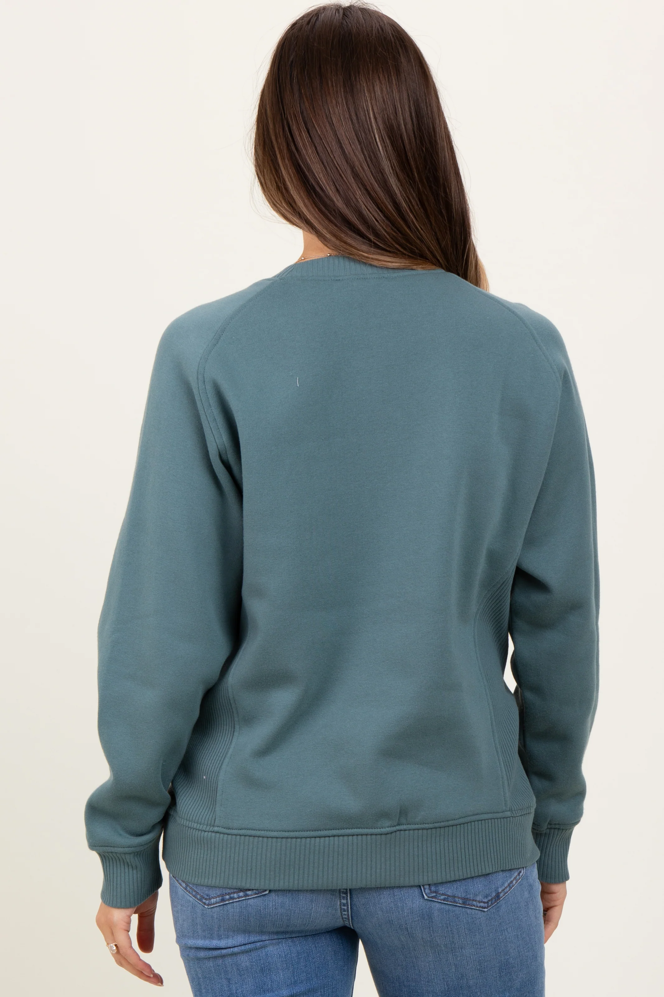 Light Olive Fleece Maternity Sweatshirt - Image 4