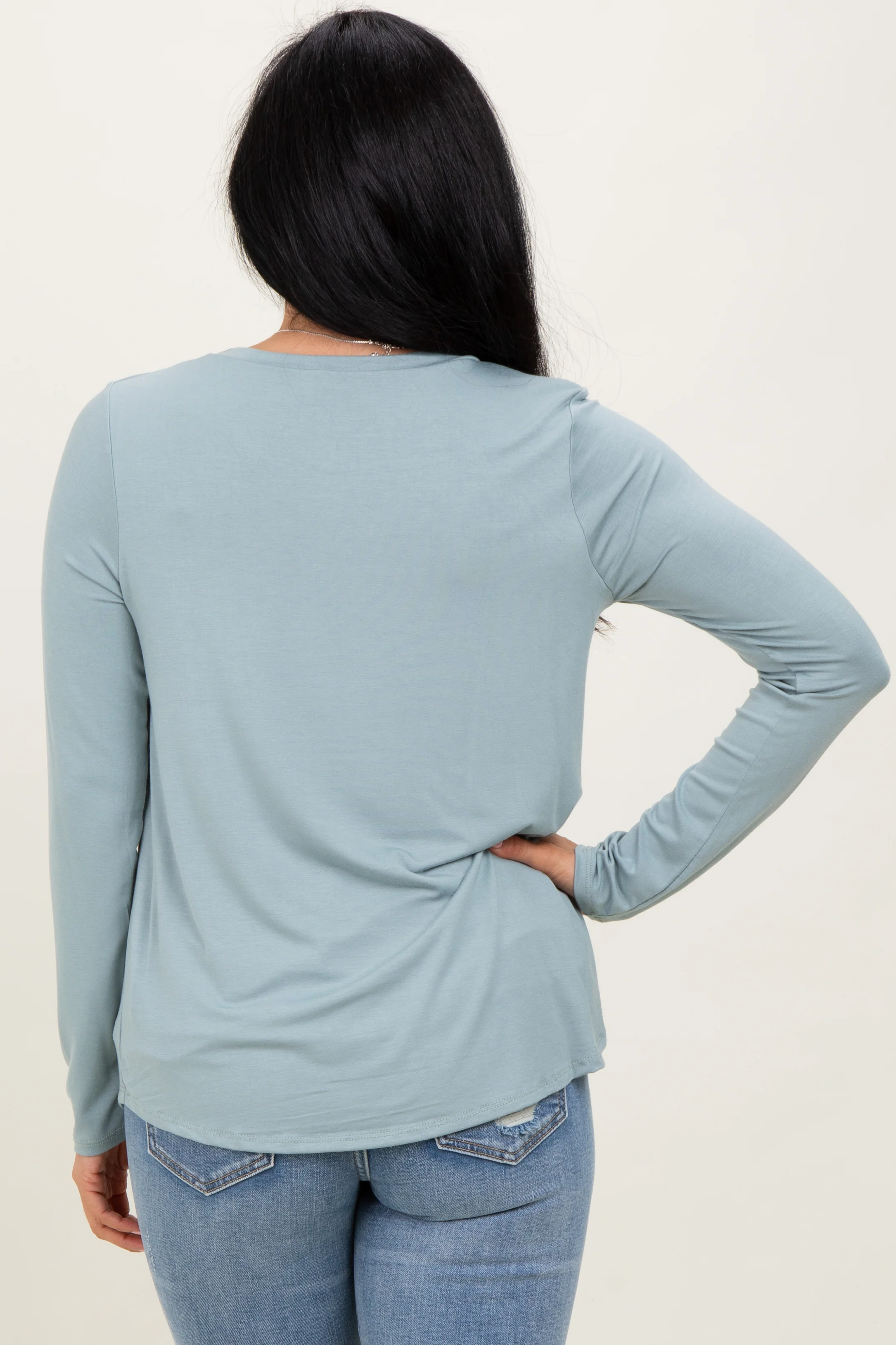 Light Olive Inner Layer Nursing Long Sleeve Top - Image 4