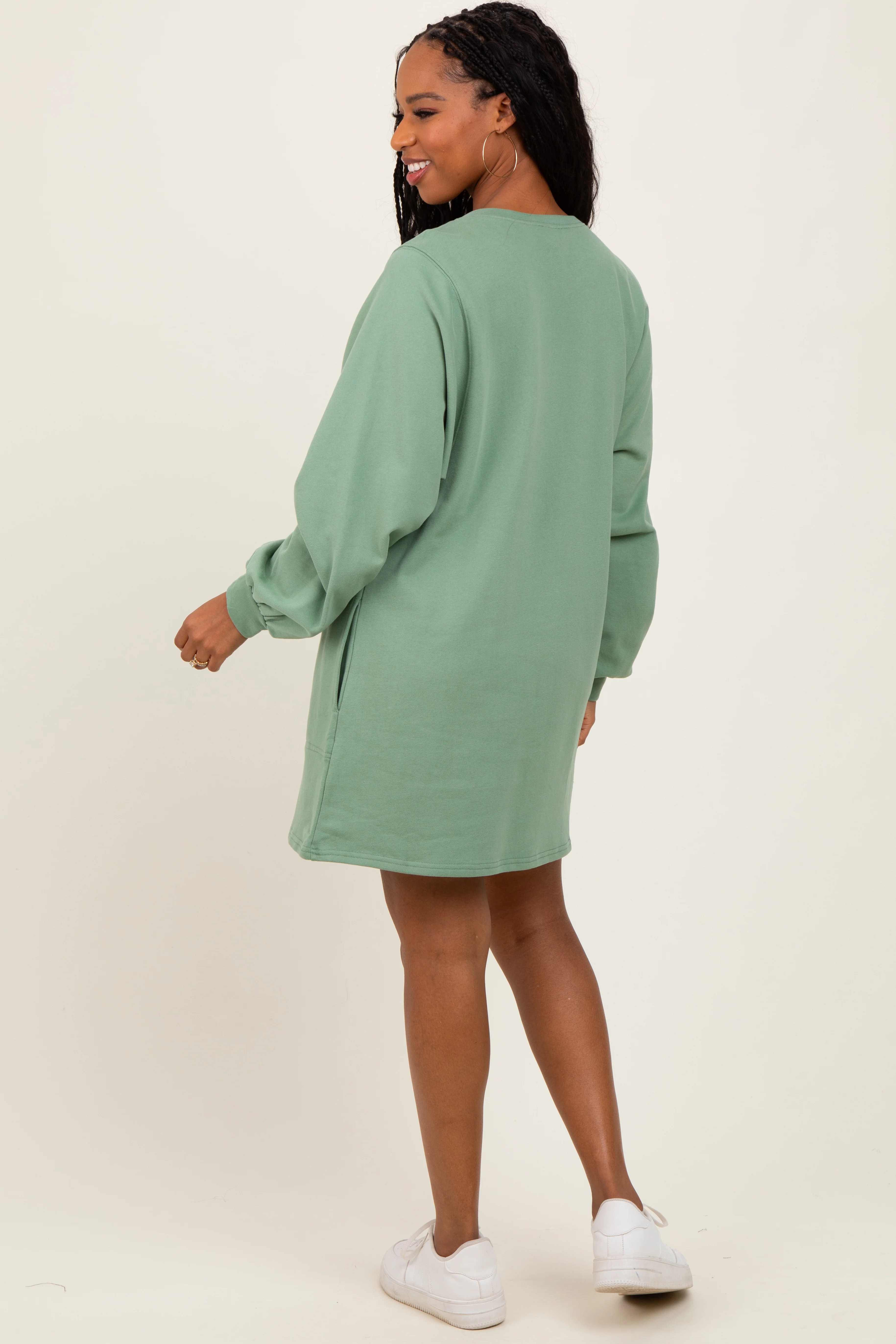 Light Olive Ultra Soft Sweatshirt Dress - Image 4