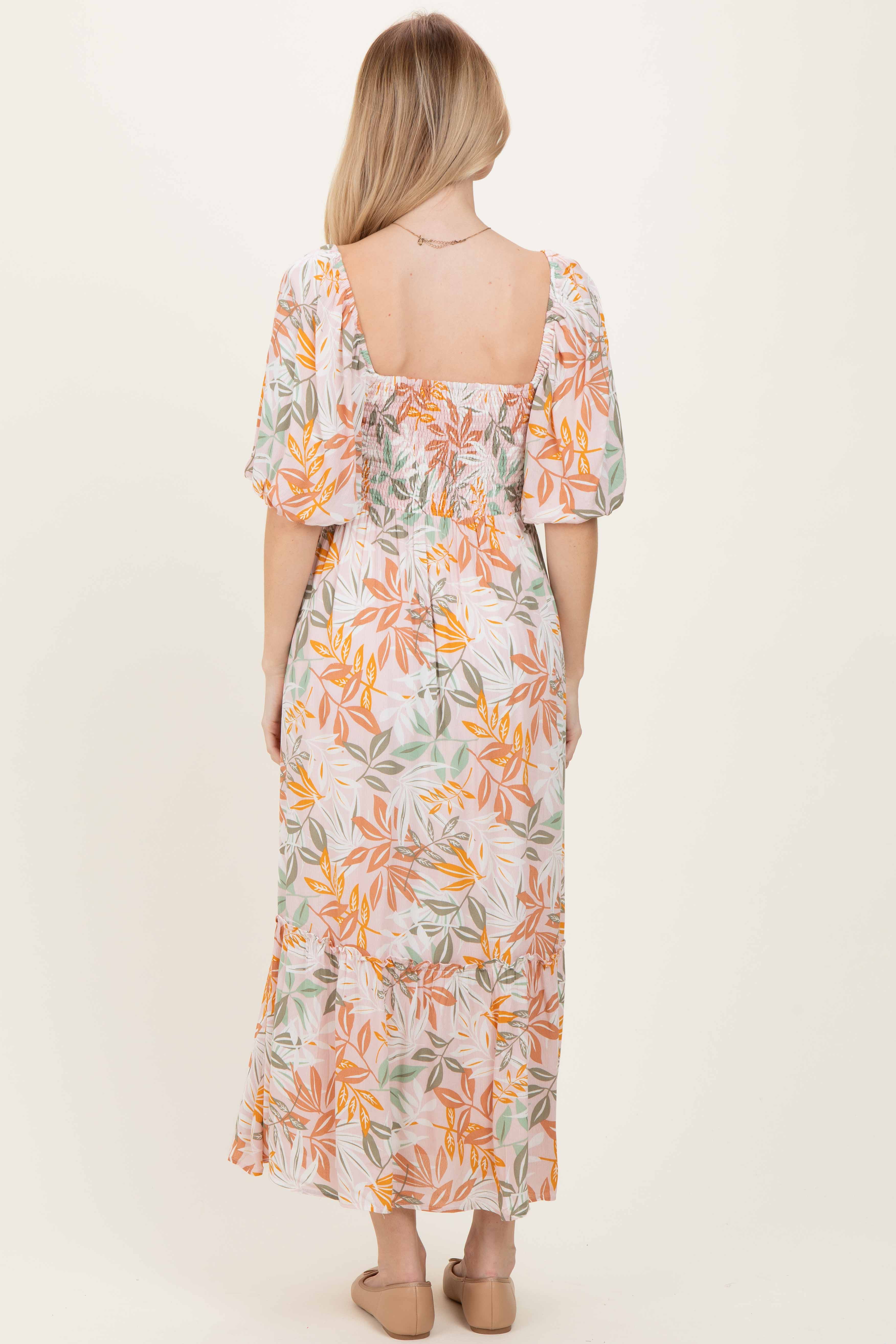 Light Pink Floral Tiered Maxi Dress - Image 4