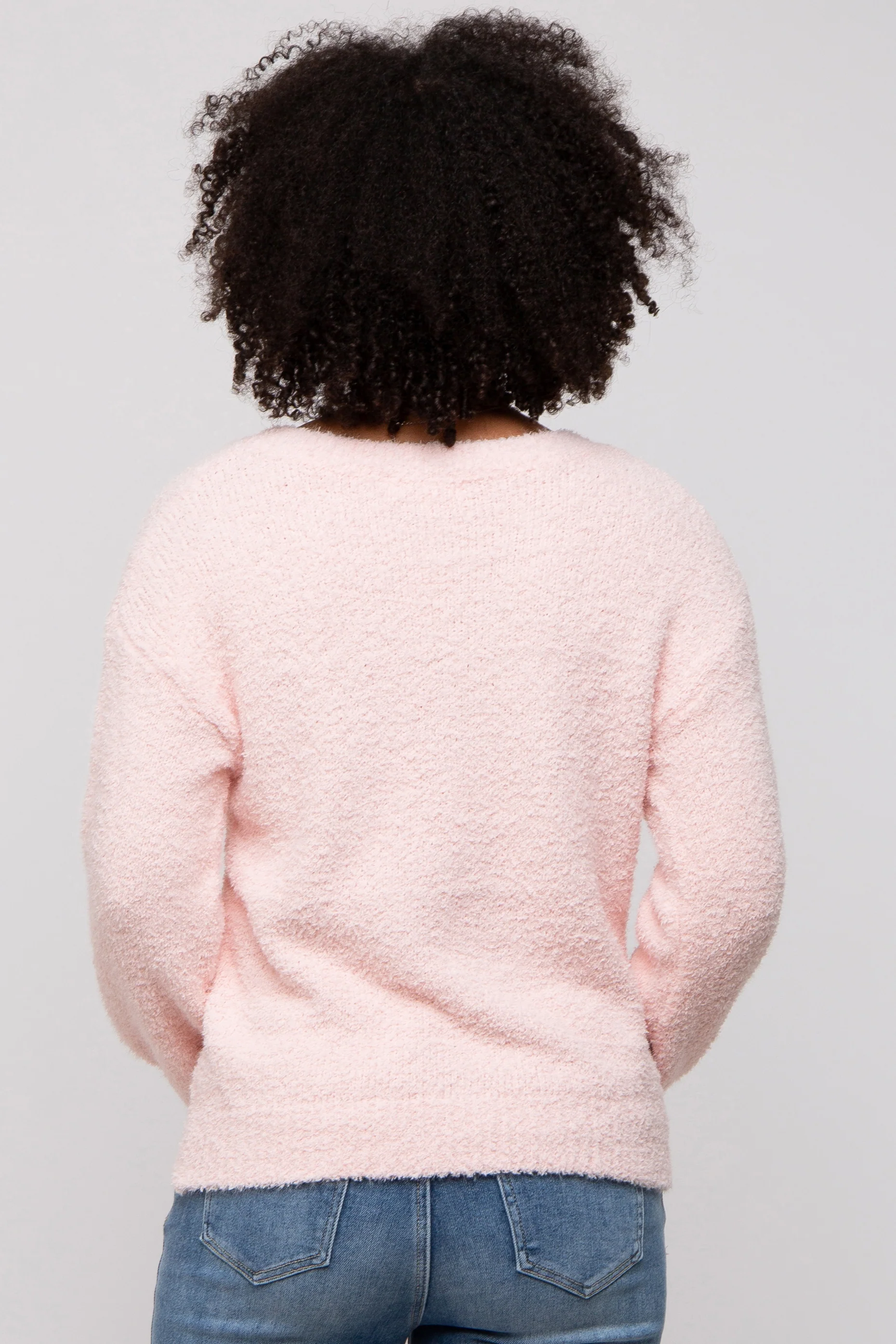 Light Pink Fuzzy Soft Knit Sweater - Image 3