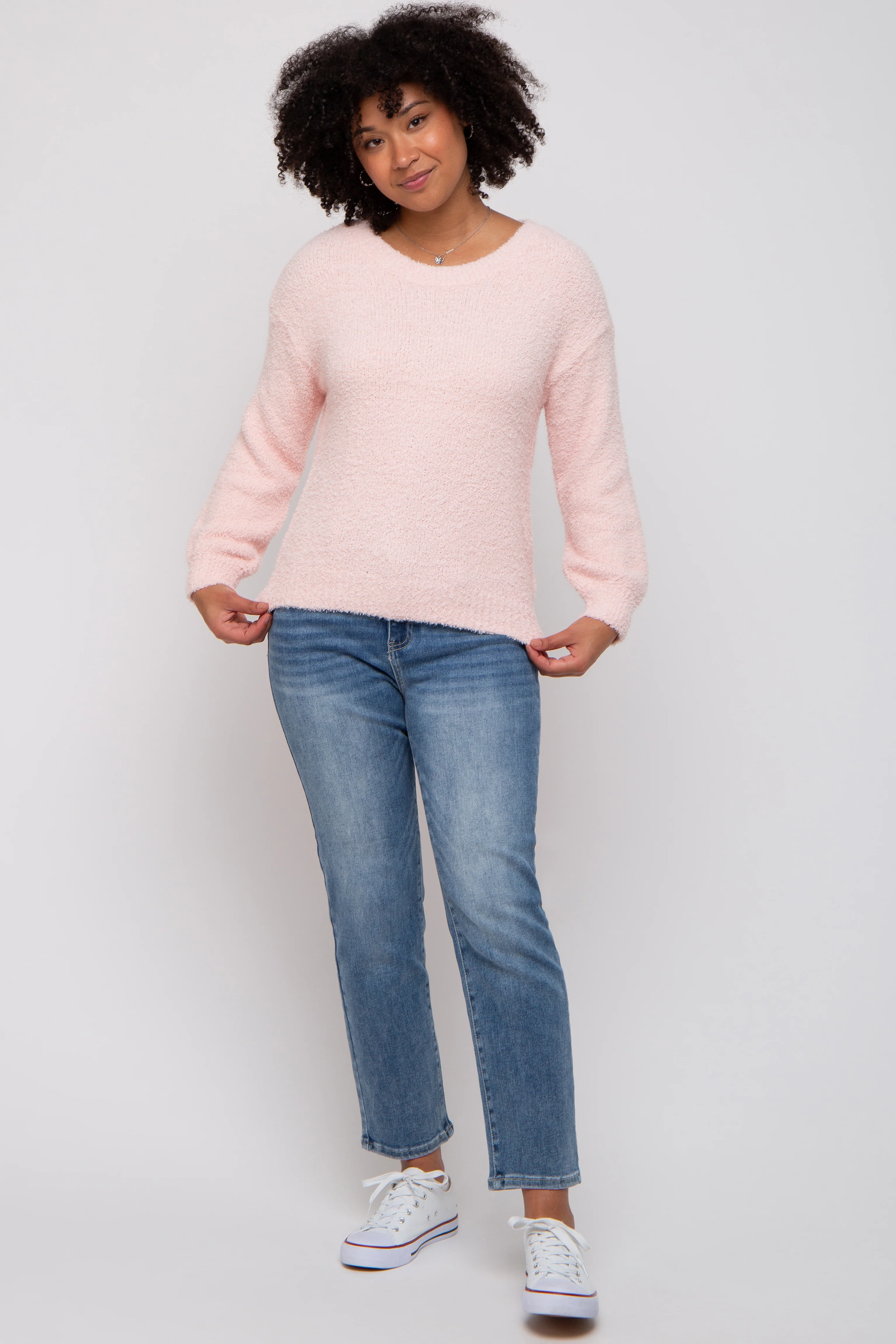 Light Pink Fuzzy Soft Knit Sweater - Image 5