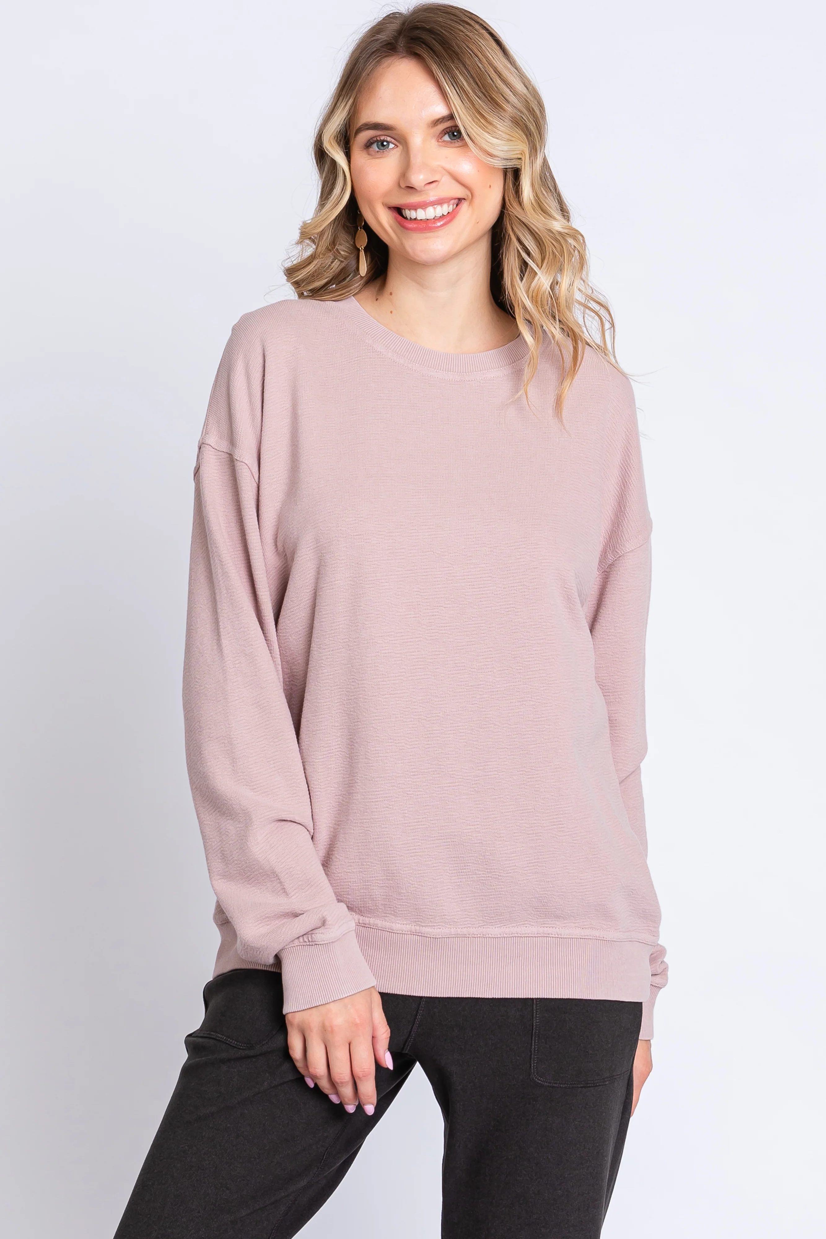 Light Pink Long Sleeve Maternity Top - Image 5