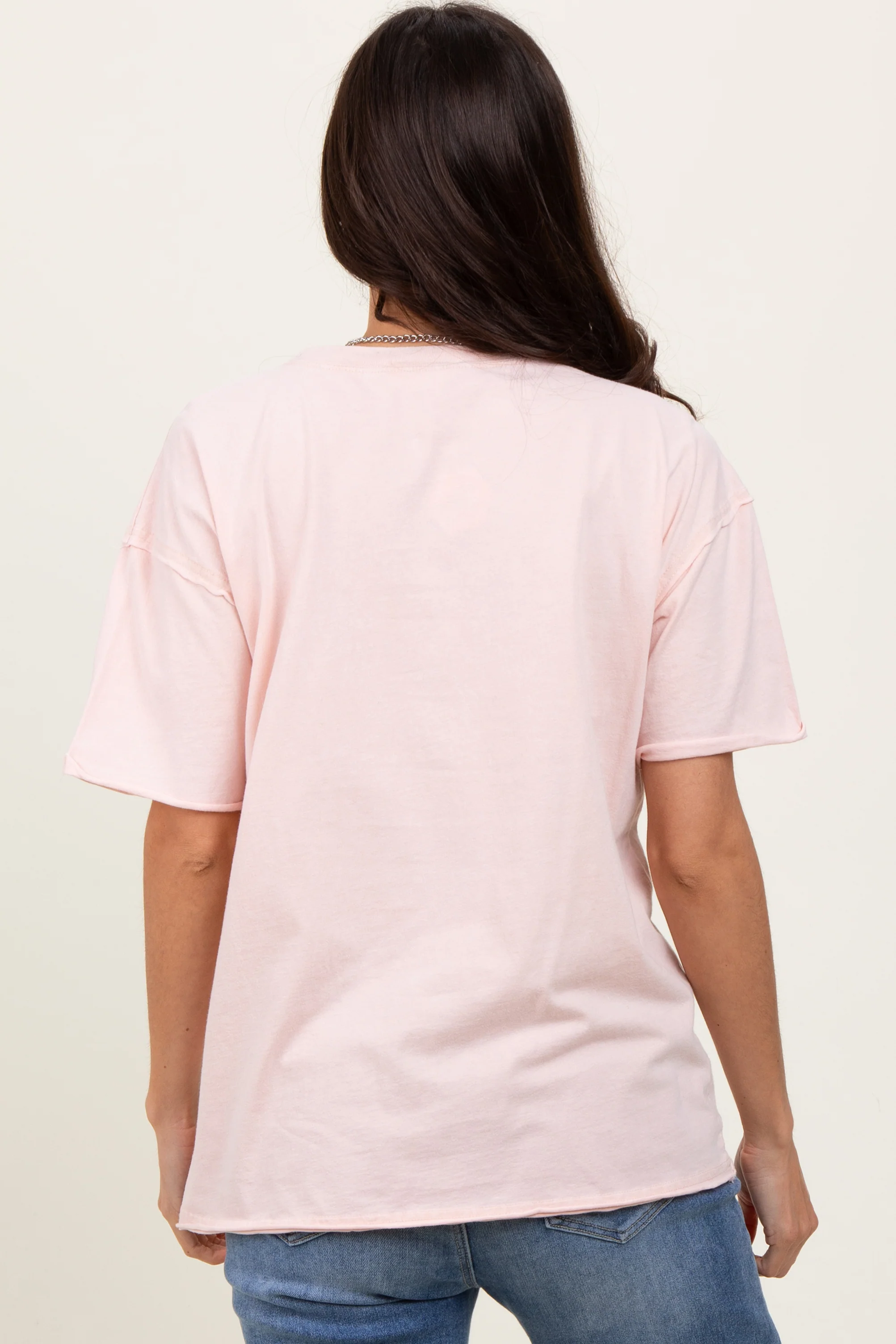 Light Pink Short Sleeve Front Pocket Tunic Top - Image 4