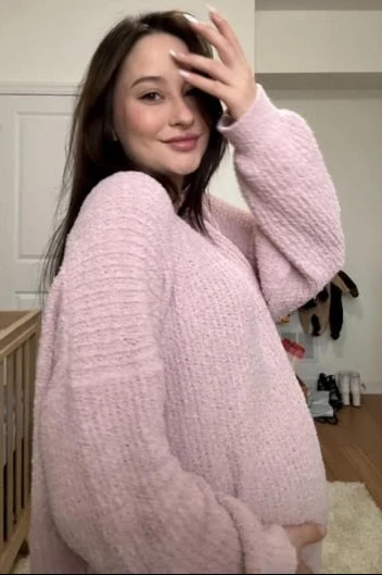 Light Pink V-Neck Soft Maternity Sweater - Image 8