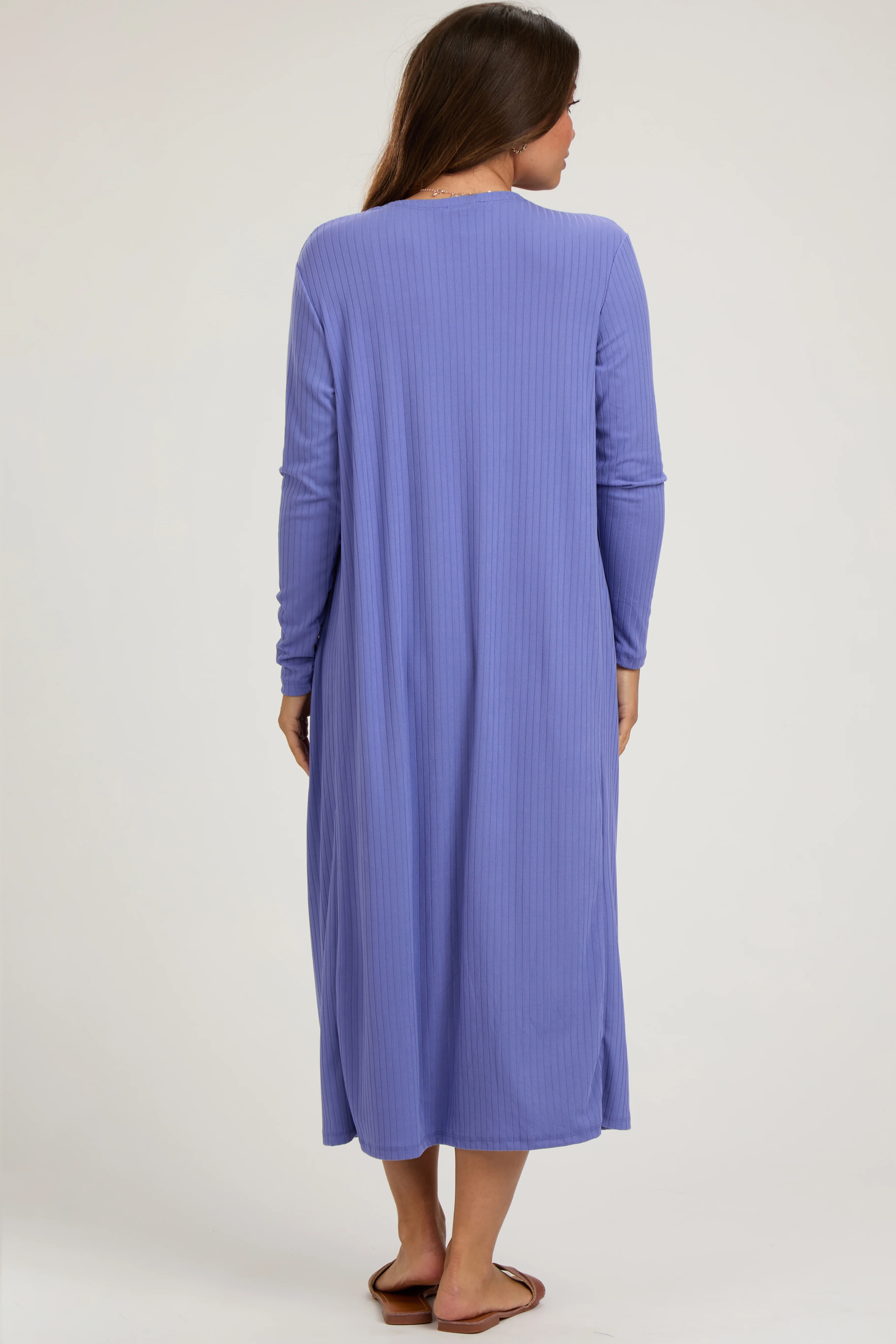 Light Purple Ribbed Cardigan 2 Piece Maternity Set - Image 3