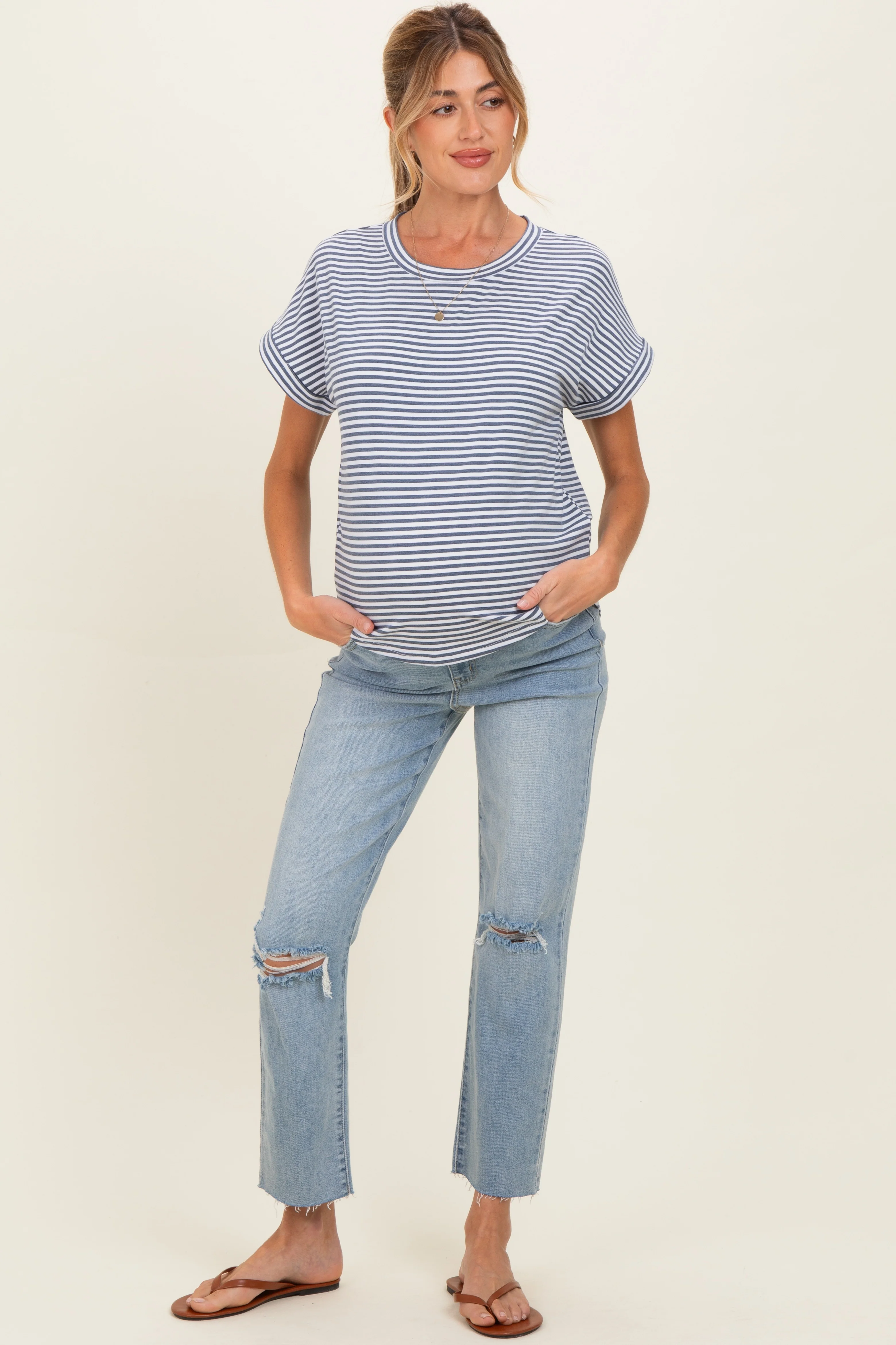 Light Straight Leg Maternity Jeans